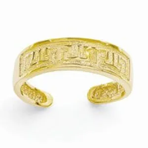14k Yellow Gold Greek Key Toe Ring
