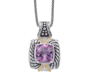 14Kt/Silver, White Topaz and Amethyst Pendant (141P107884AMWT)