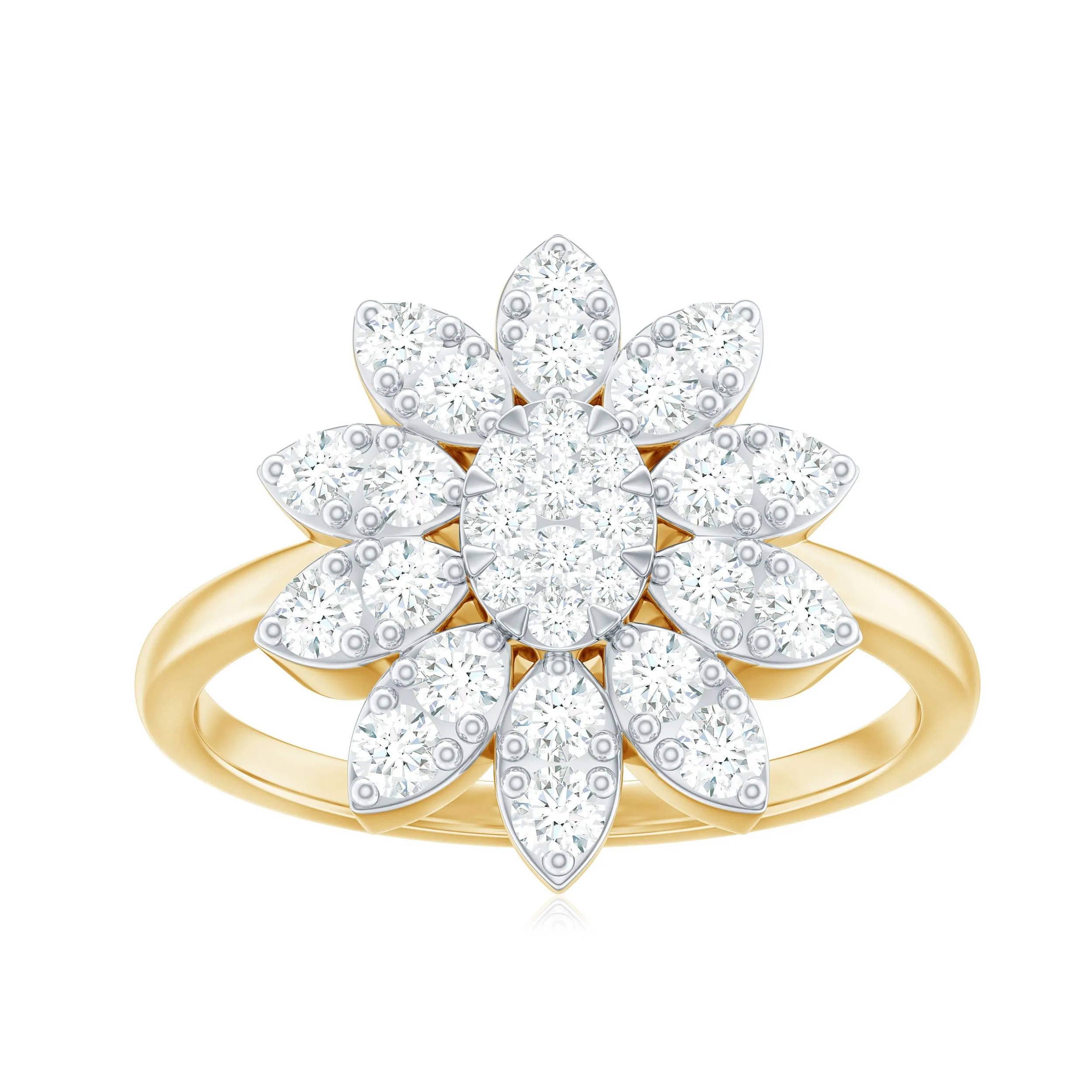 1.50 CT Moissanite Flower Cocktail Ring in Illusion Setting