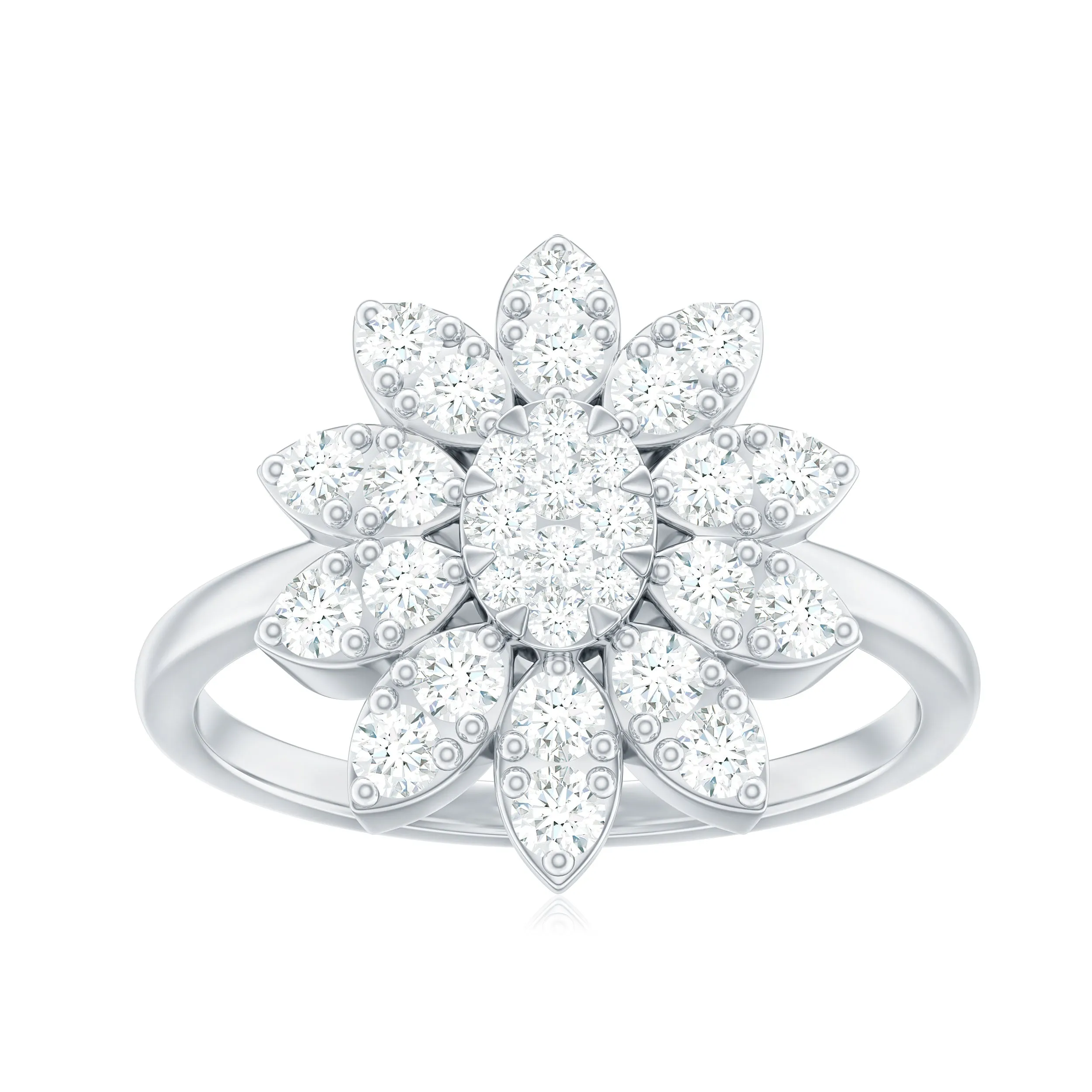 1.50 CT Moissanite Flower Cocktail Ring in Illusion Setting