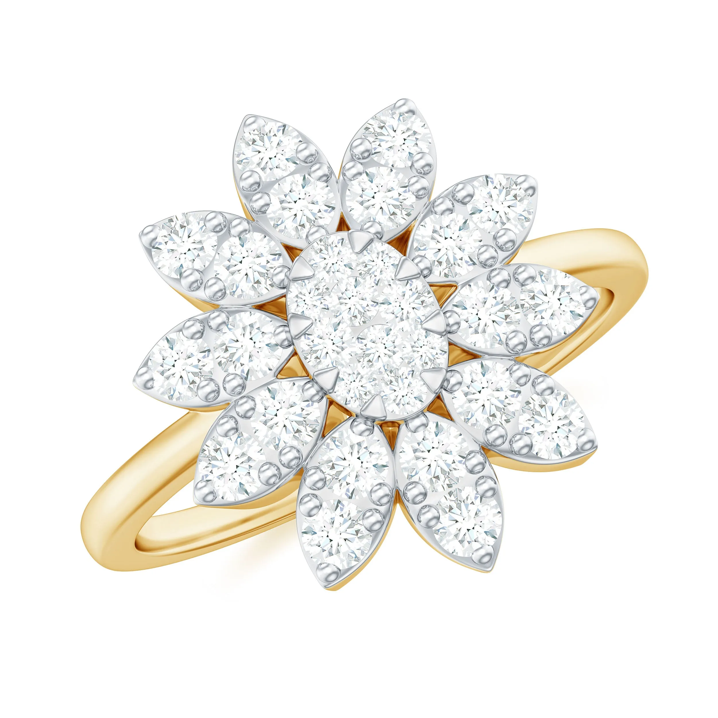 1.50 CT Moissanite Flower Cocktail Ring in Illusion Setting