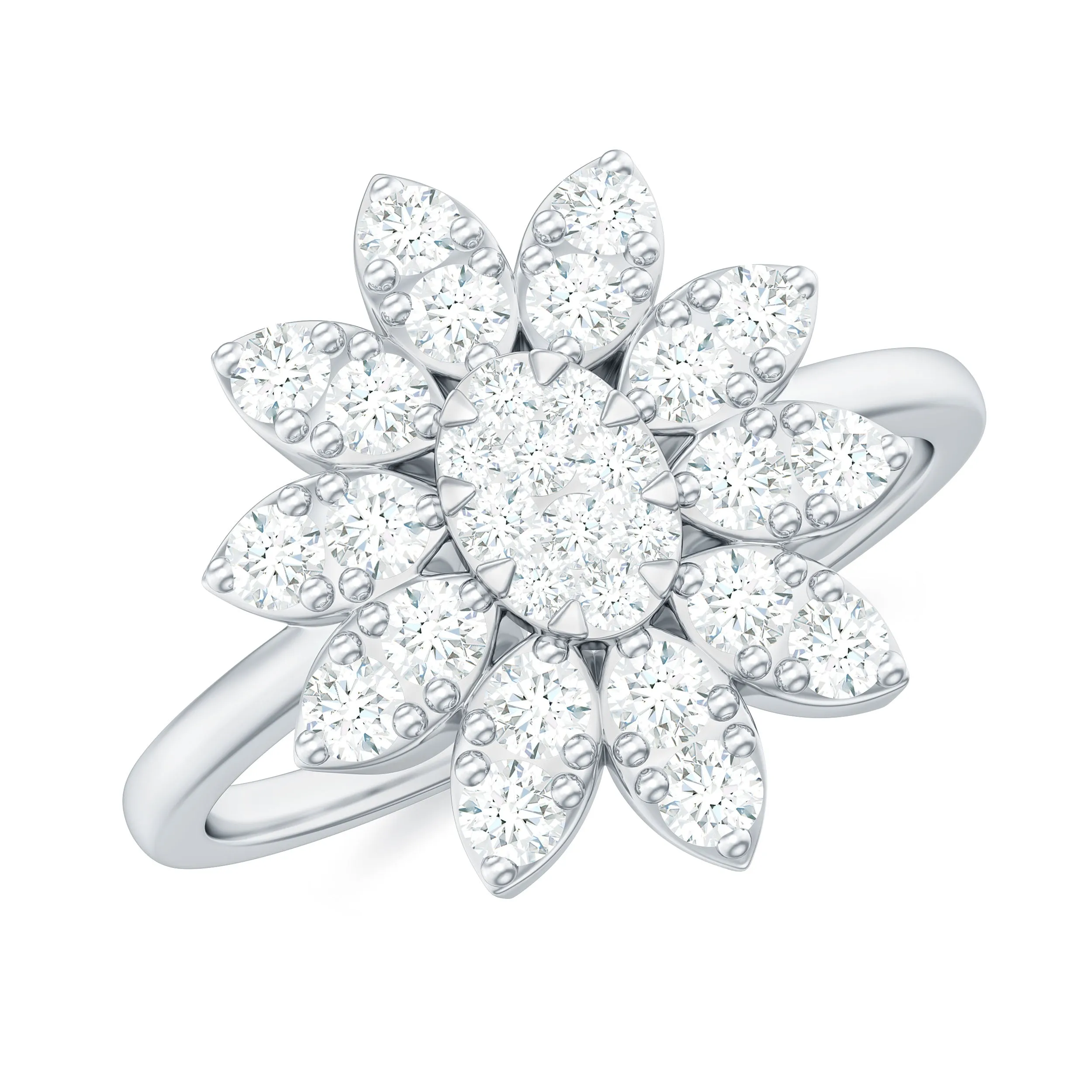 1.50 CT Moissanite Flower Cocktail Ring in Illusion Setting