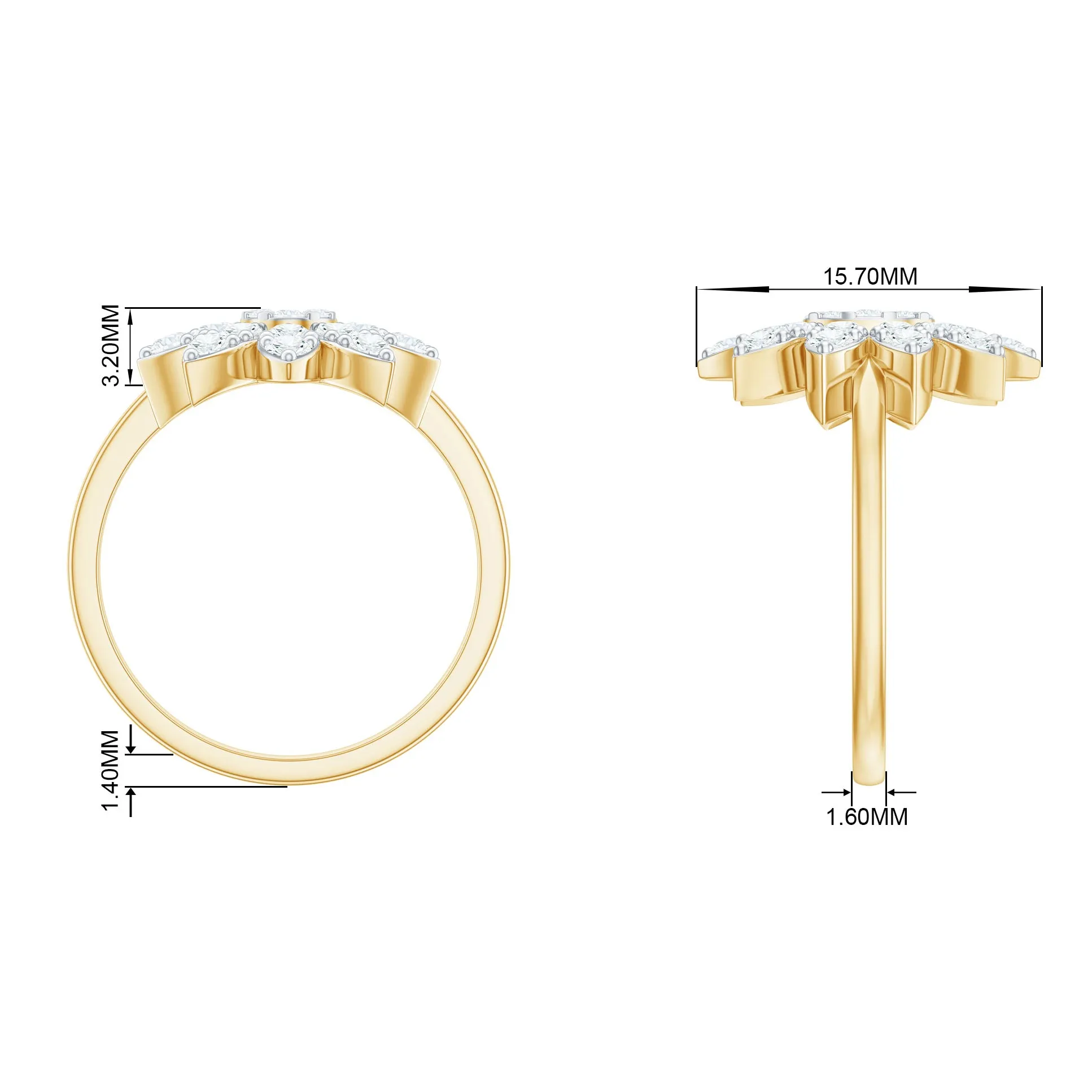 1.50 CT Moissanite Flower Cocktail Ring in Illusion Setting