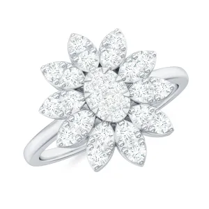 1.50 CT Moissanite Flower Cocktail Ring in Illusion Setting