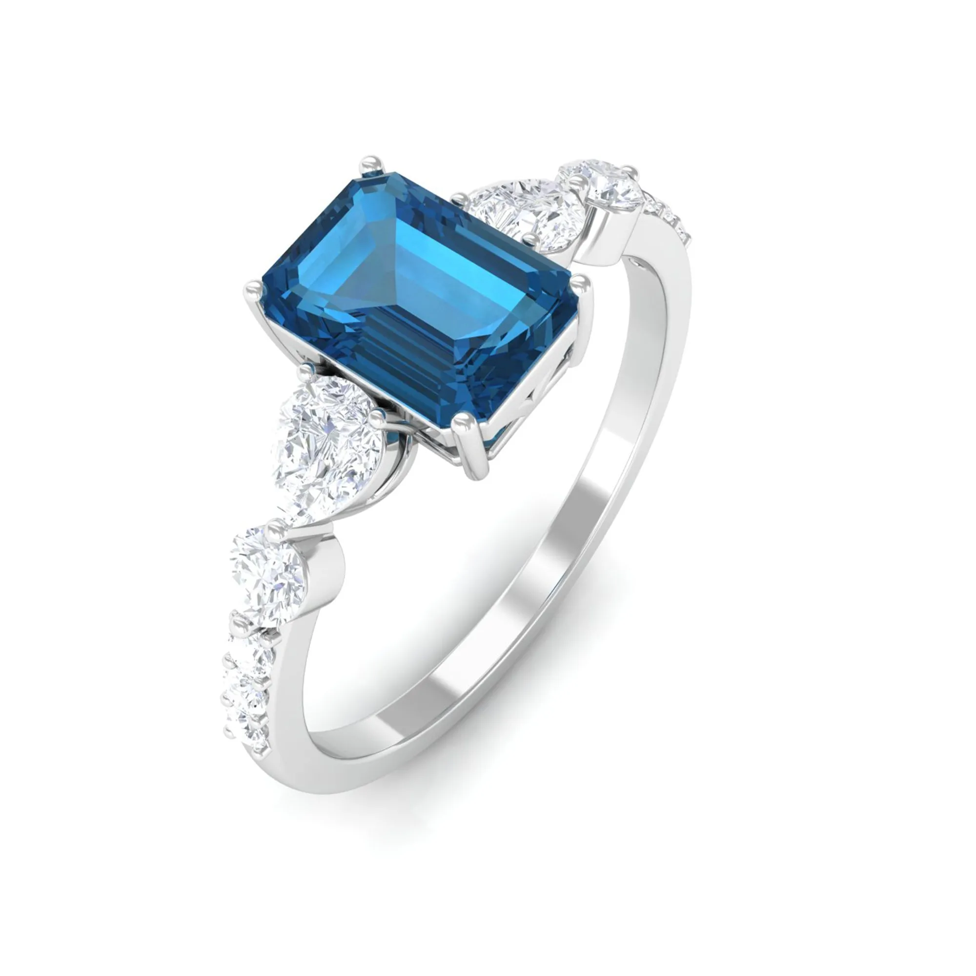 1.75 CT Classic London Blue Topaz and Diamond Ring
