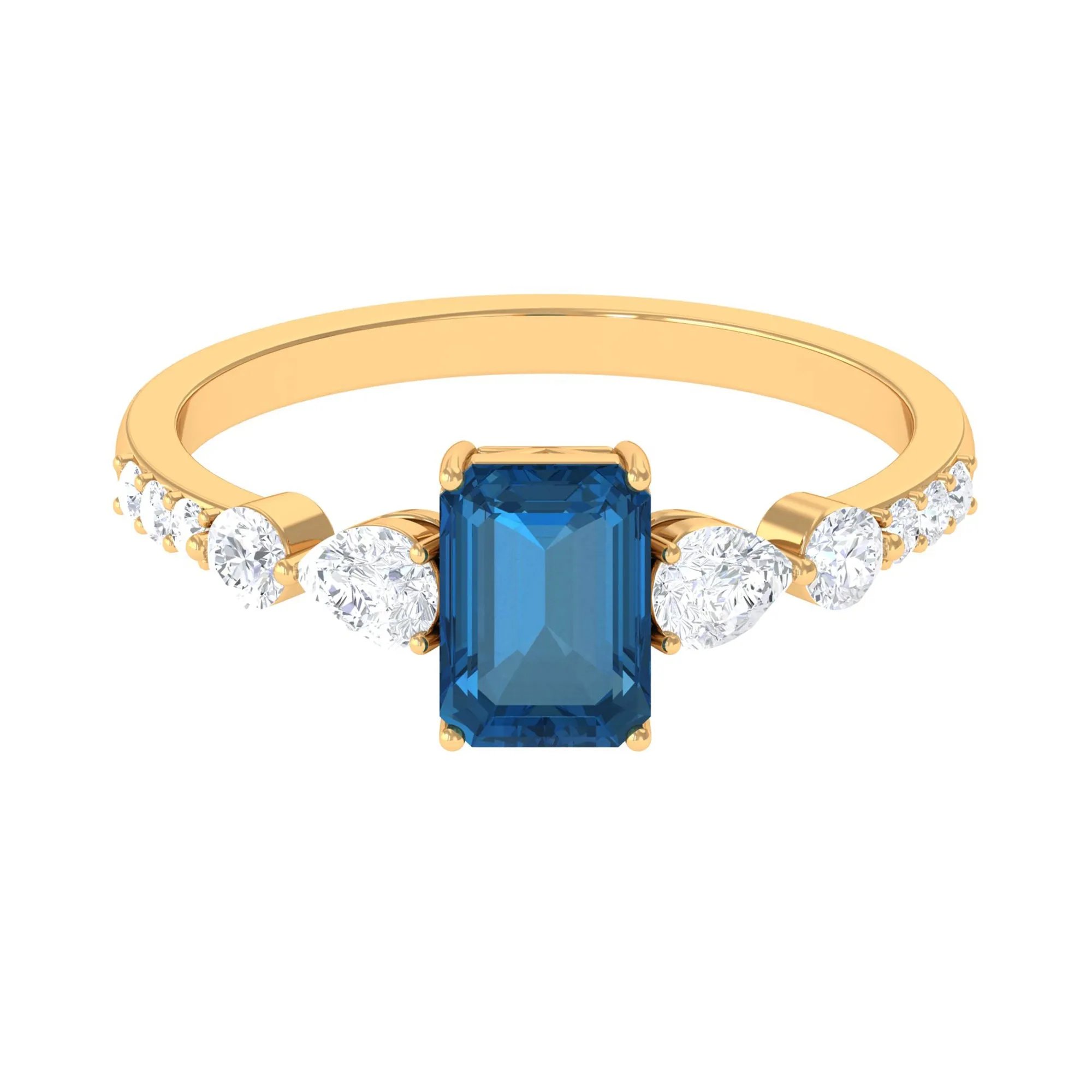 1.75 CT Classic London Blue Topaz and Diamond Ring