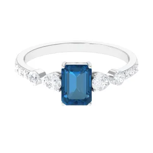 1.75 CT Classic London Blue Topaz and Diamond Ring