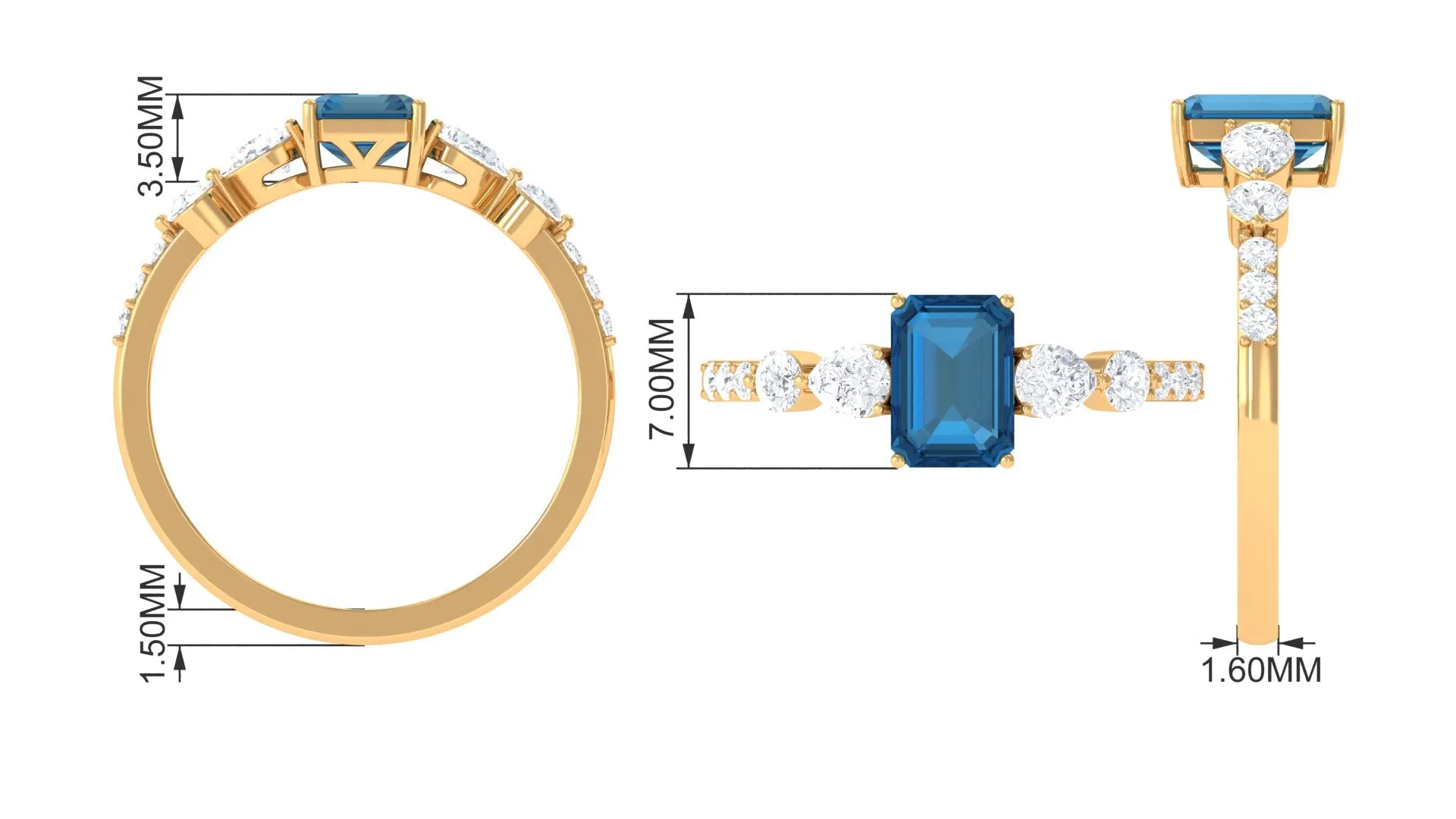 1.75 CT Classic London Blue Topaz and Diamond Ring