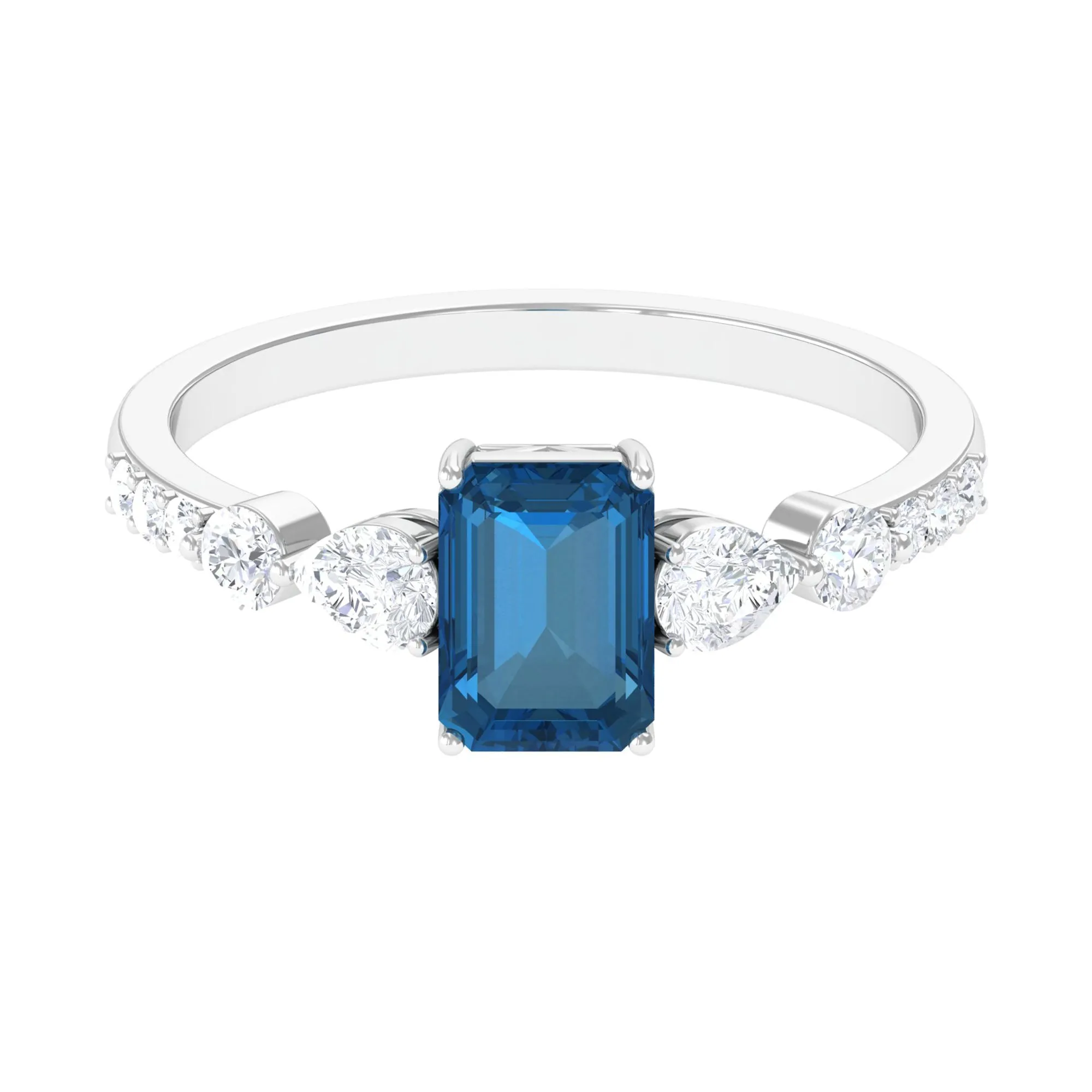 1.75 CT Classic London Blue Topaz and Diamond Ring