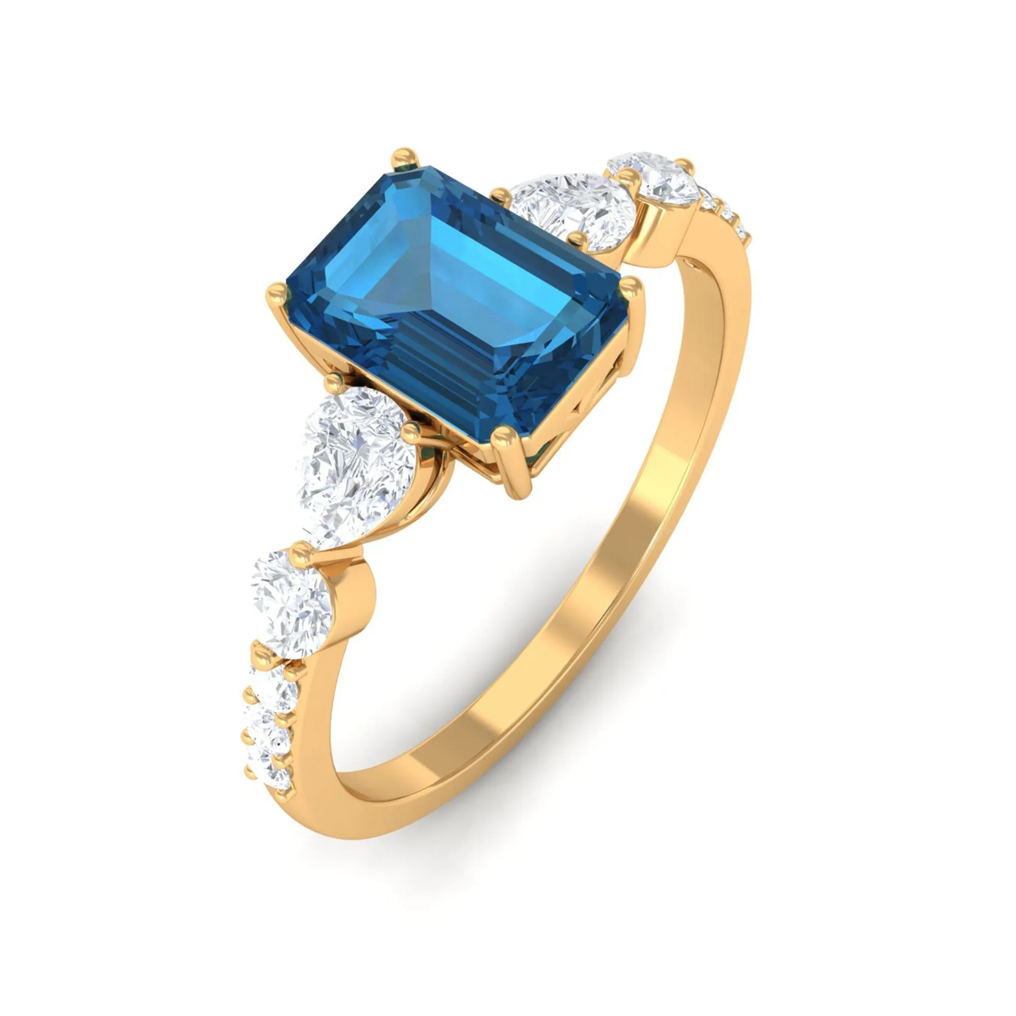 1.75 CT Classic London Blue Topaz and Diamond Ring
