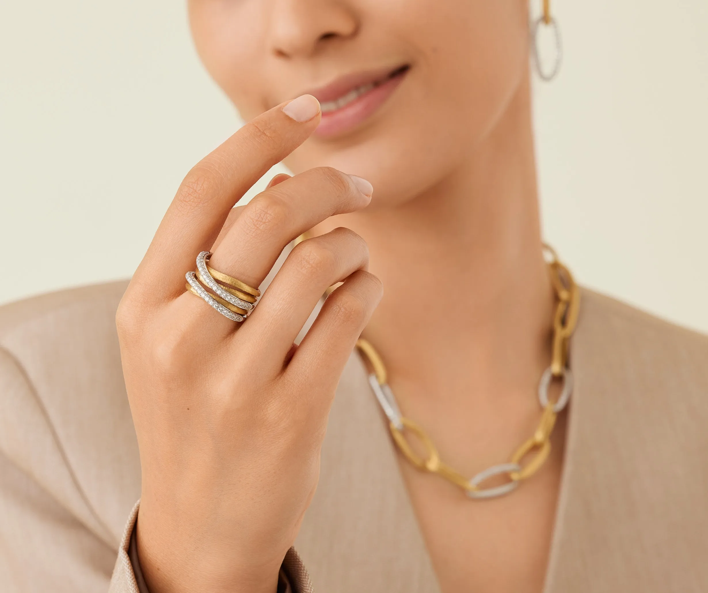18K Yellow Gold 5-Strand Diamond Stackable Ring