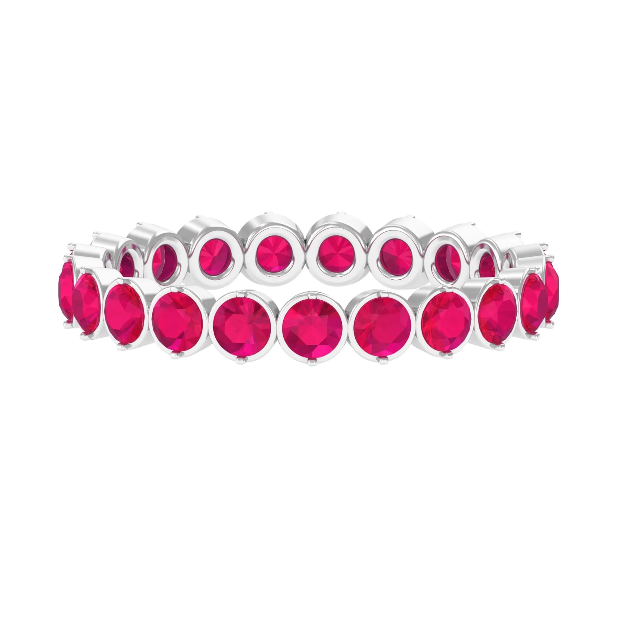 2 CT Bezel Set Ruby Full Eternity Stackable Ring