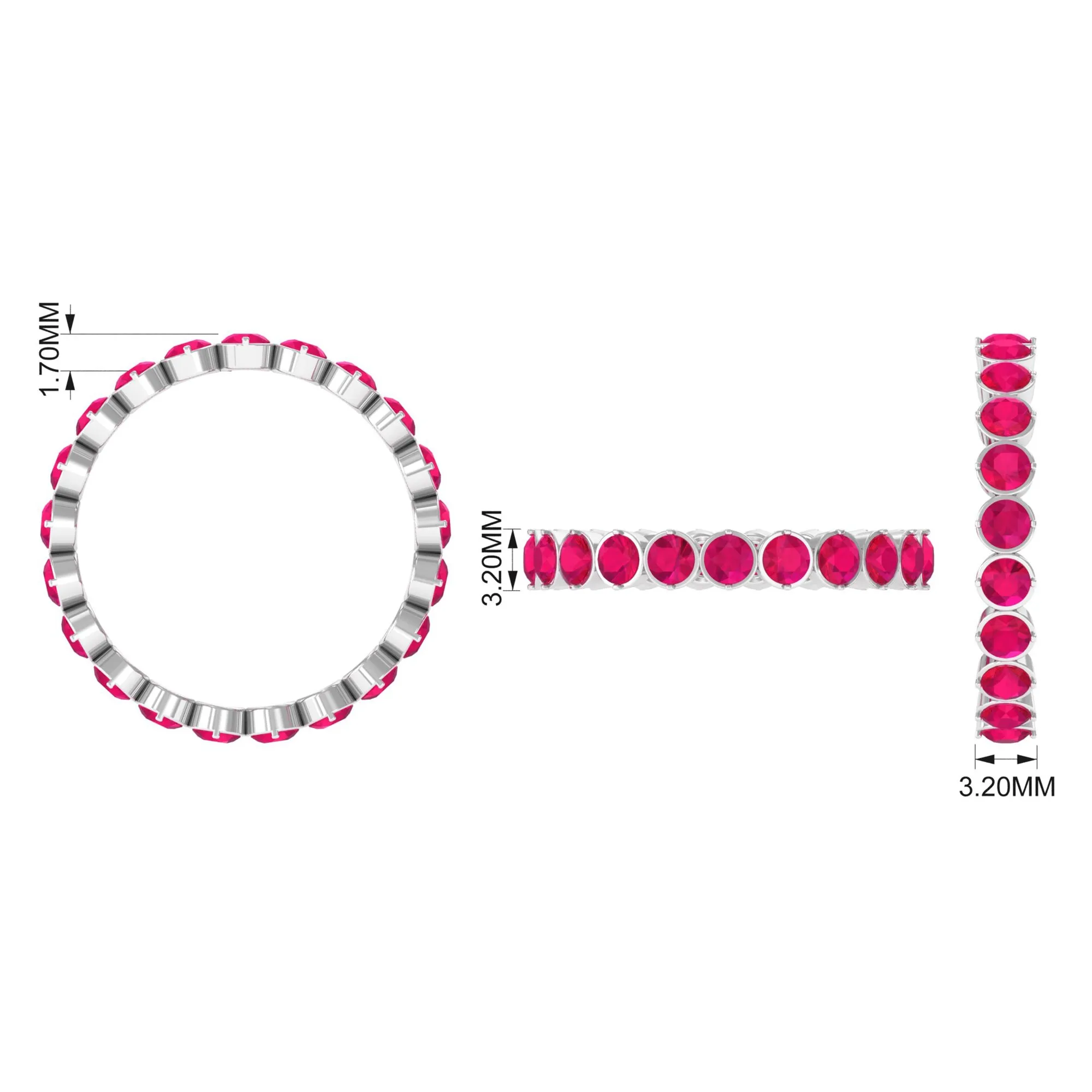 2 CT Bezel Set Ruby Full Eternity Stackable Ring
