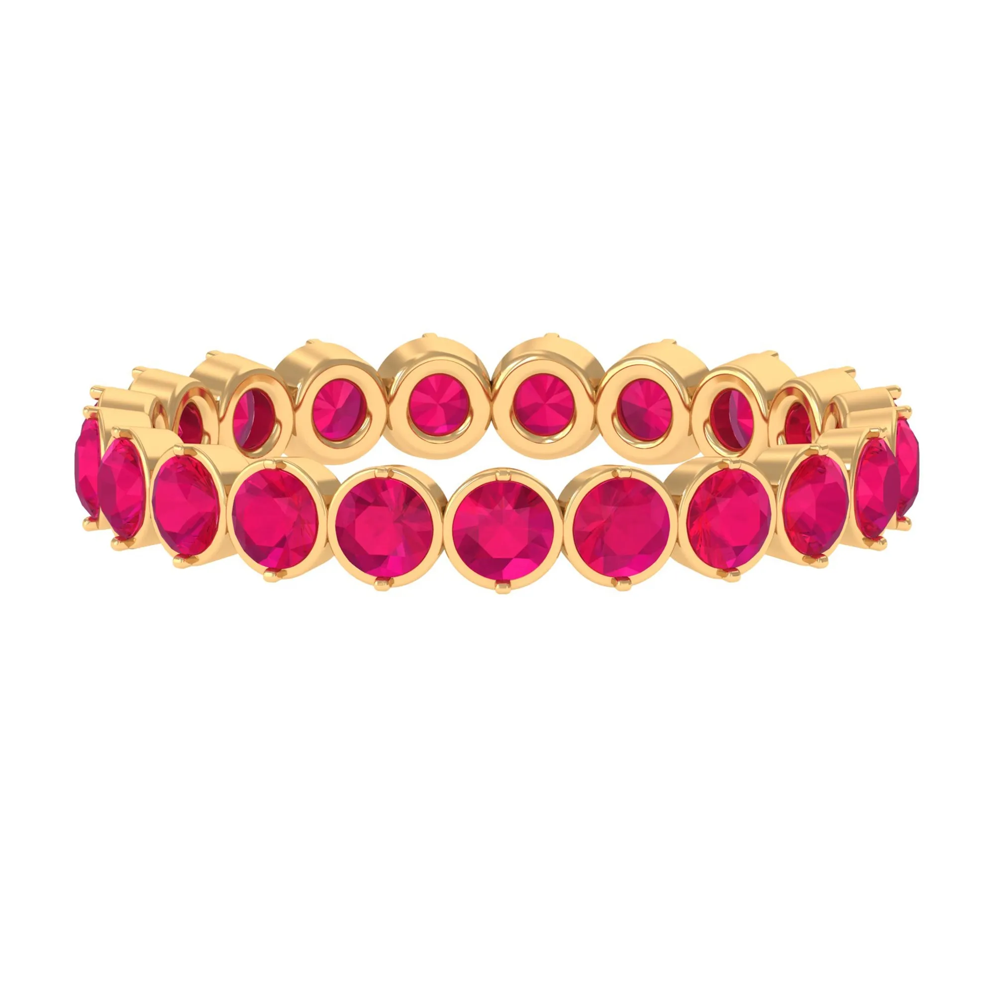 2 CT Bezel Set Ruby Full Eternity Stackable Ring