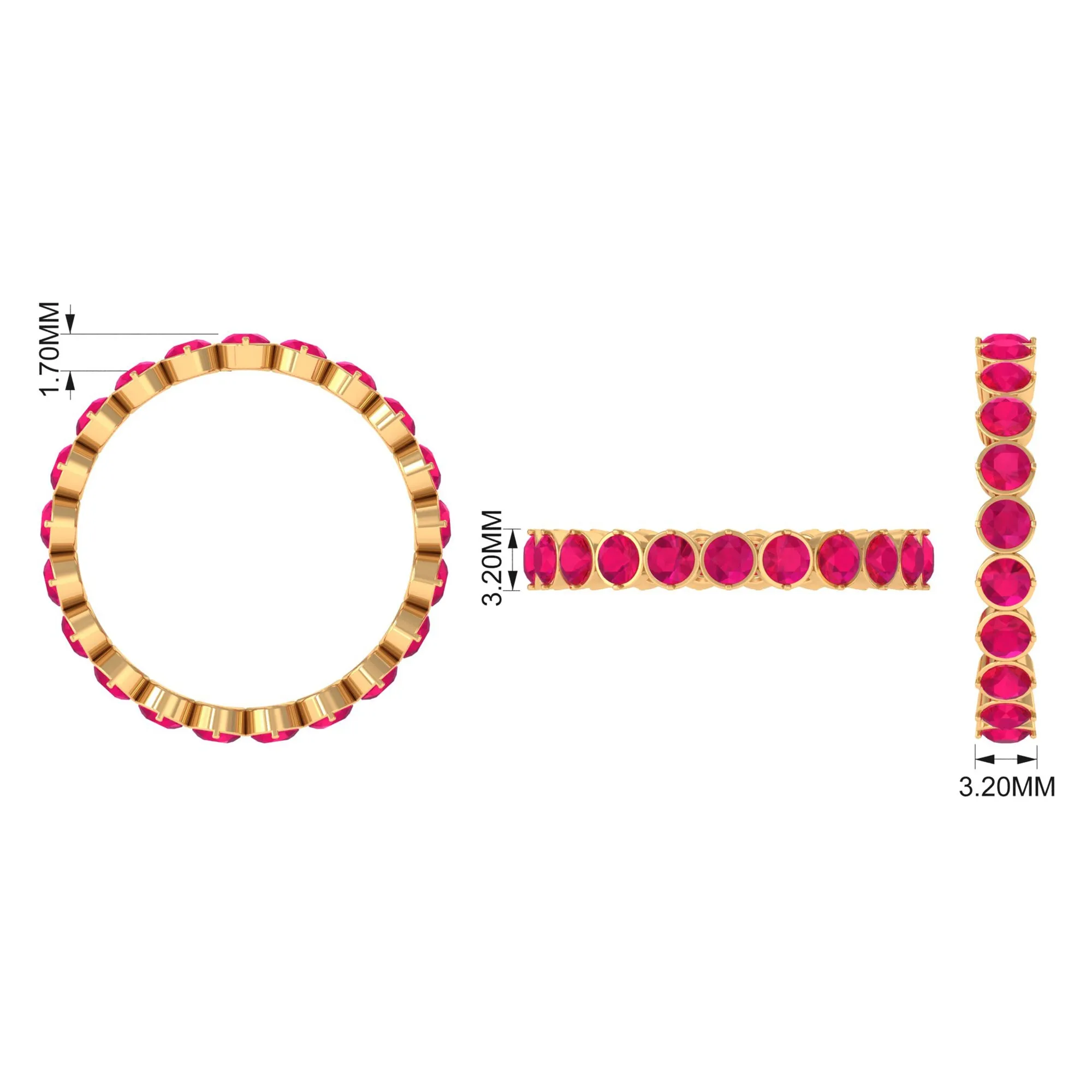 2 CT Bezel Set Ruby Full Eternity Stackable Ring