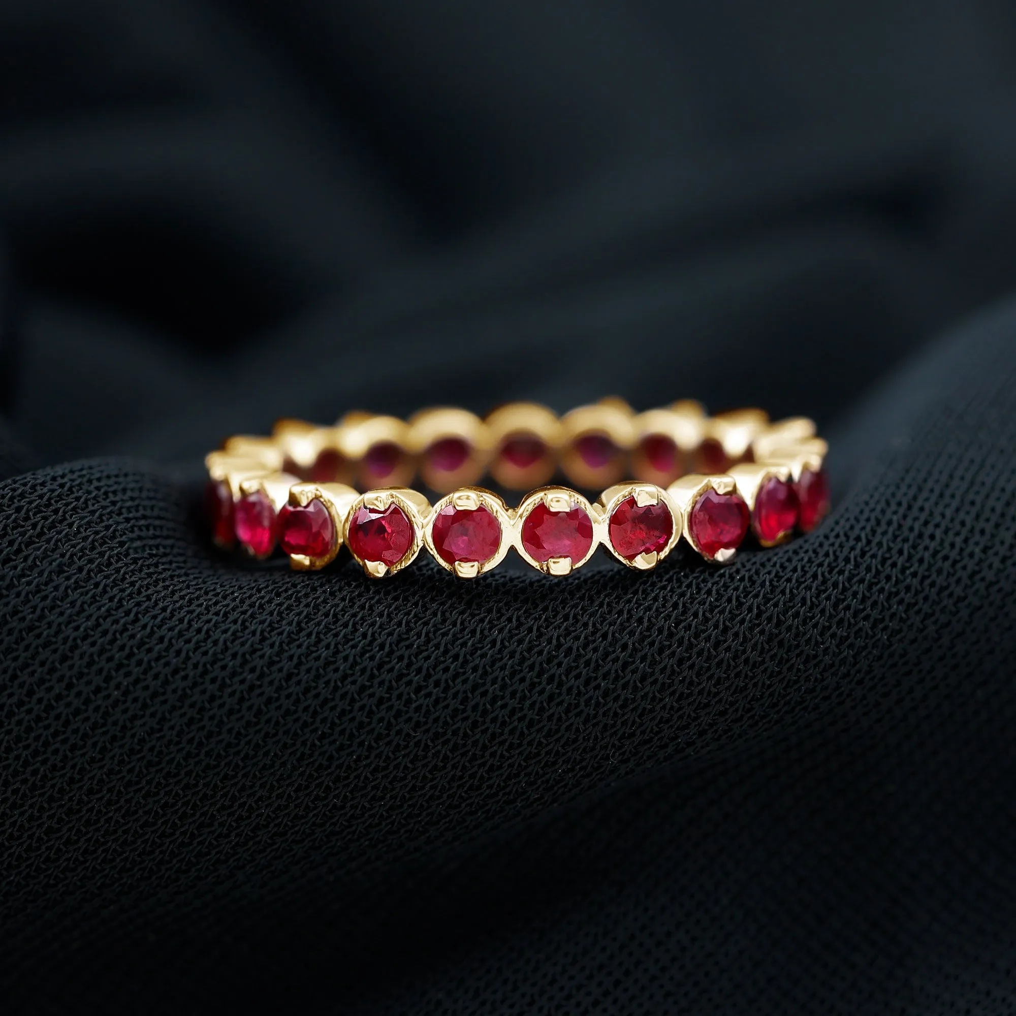2 CT Bezel Set Ruby Full Eternity Stackable Ring
