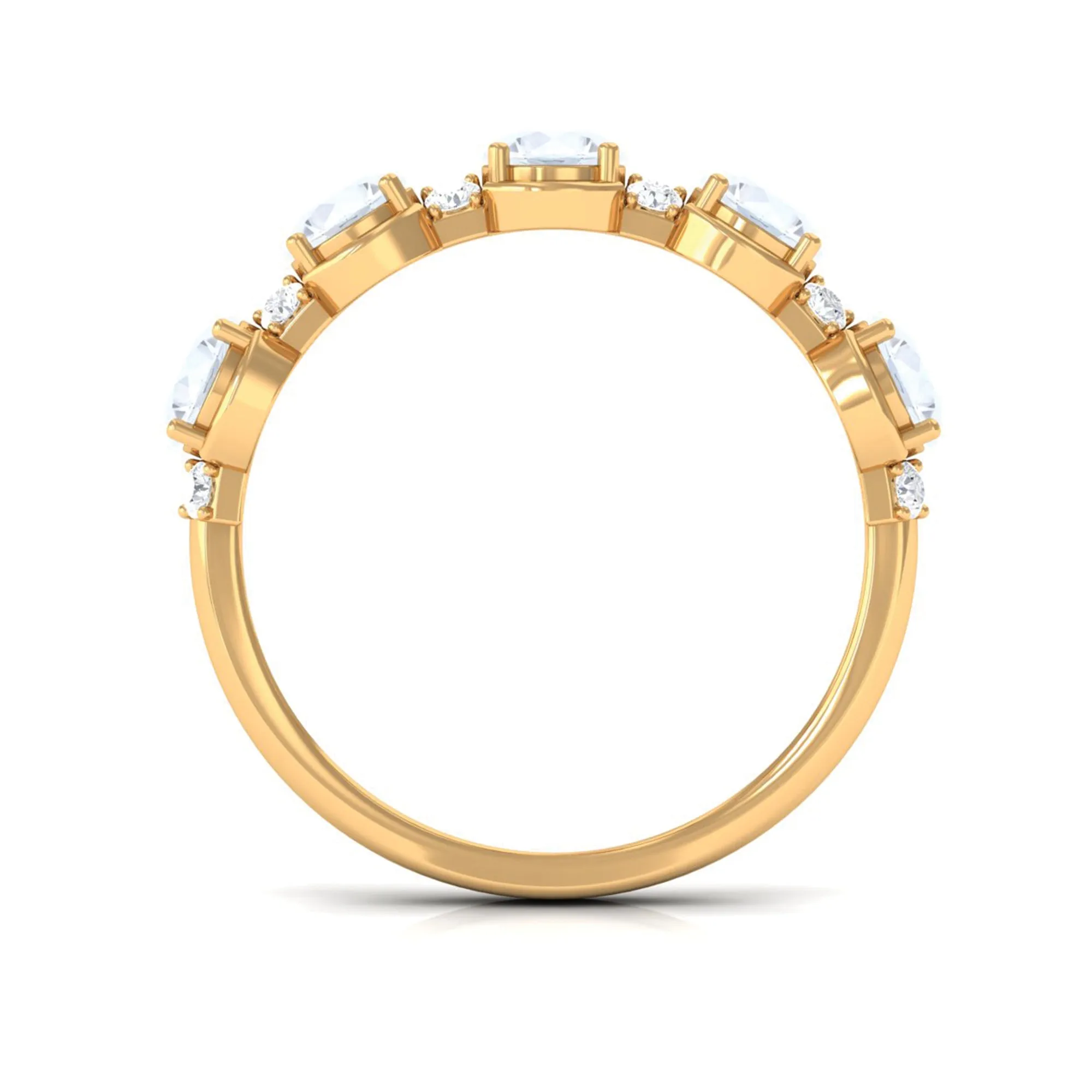 2 CT Genuine Moonstone and Diamond Half Eternity Ring
