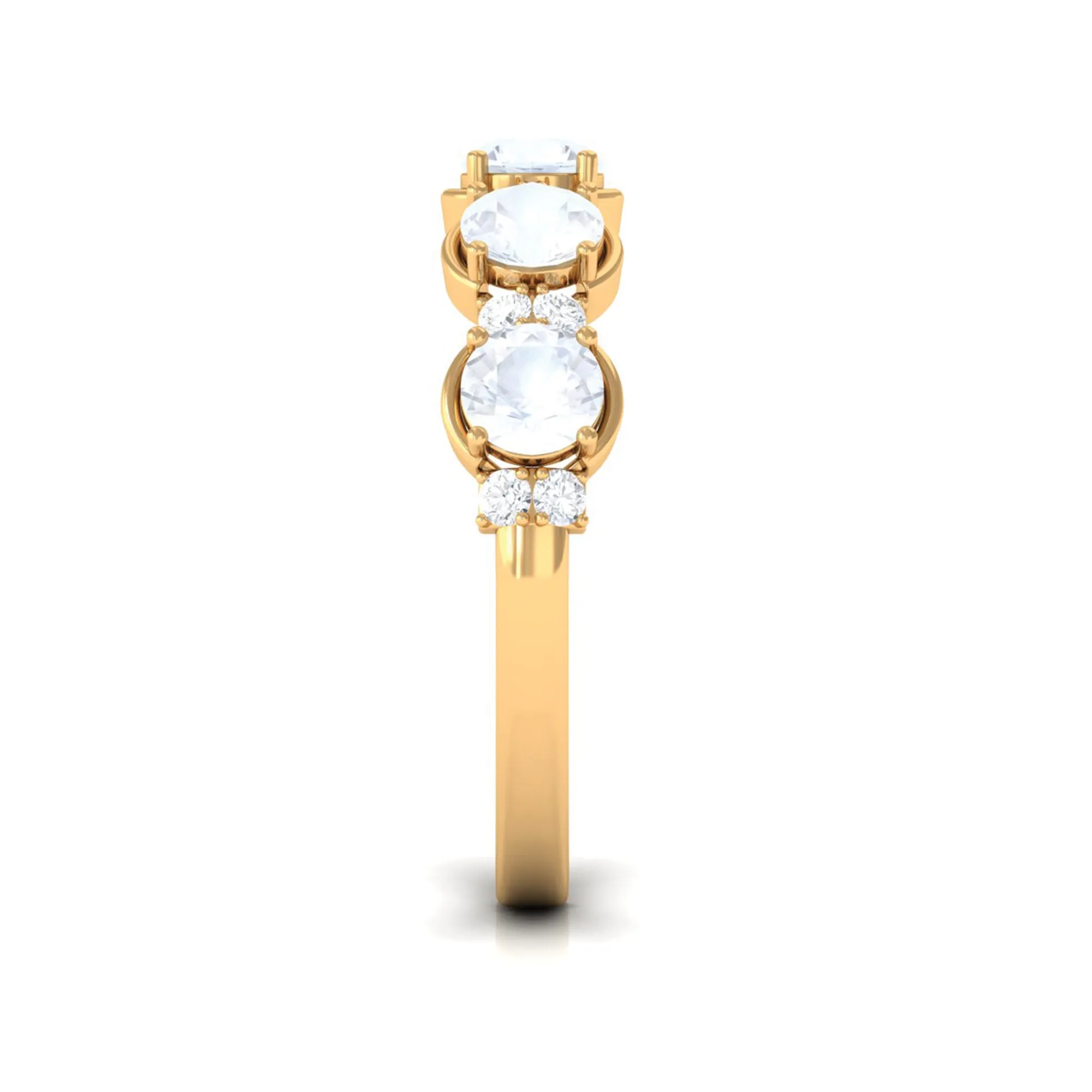 2 CT Genuine Moonstone and Diamond Half Eternity Ring