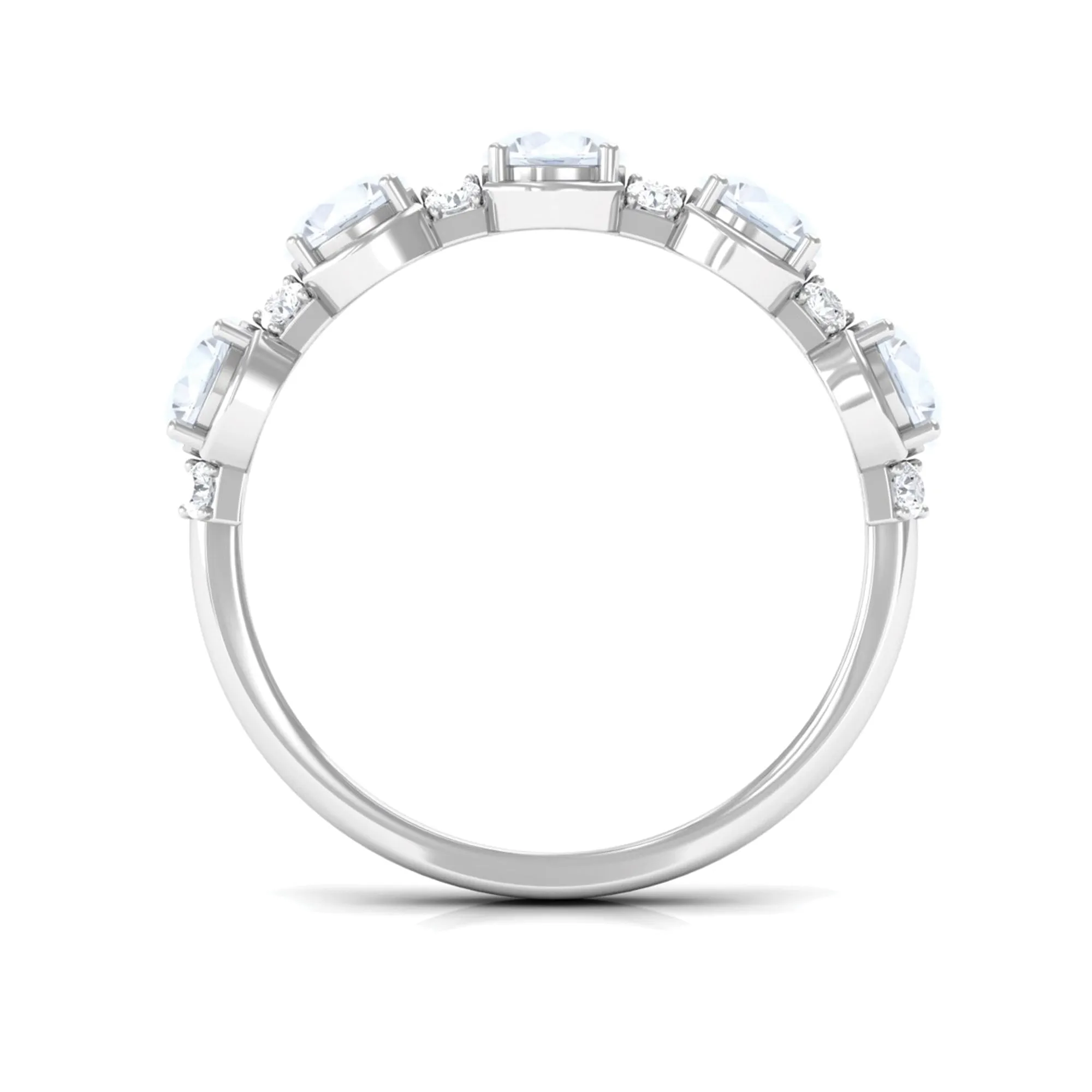 2 CT Genuine Moonstone and Diamond Half Eternity Ring