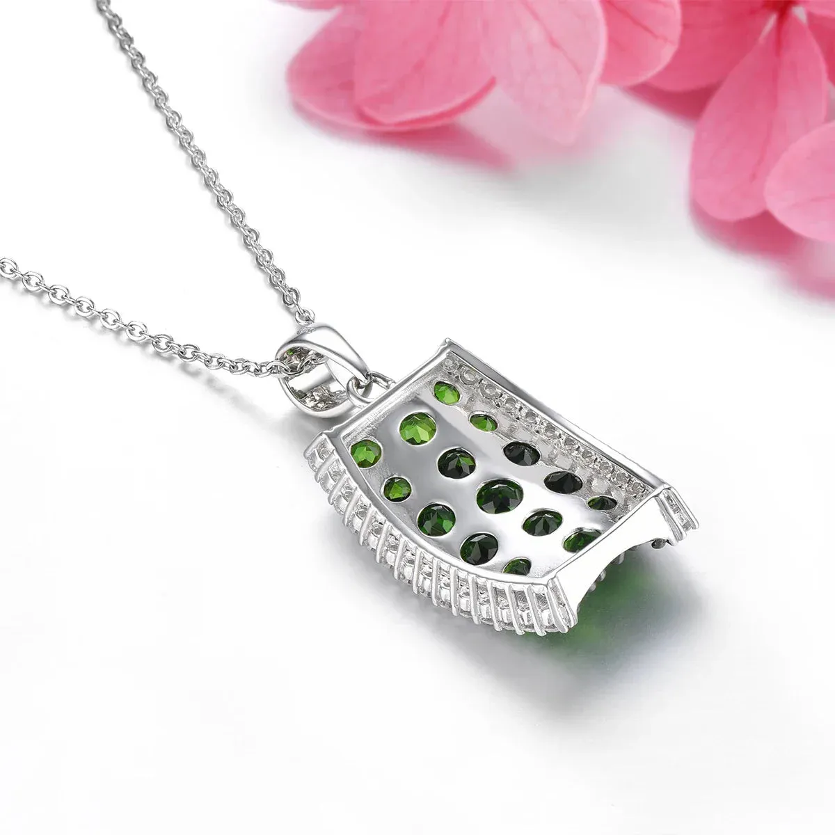 3 Carat Natural Green Diopside Sterling Silver Pendant - Elegant Fine Jewelry for Women