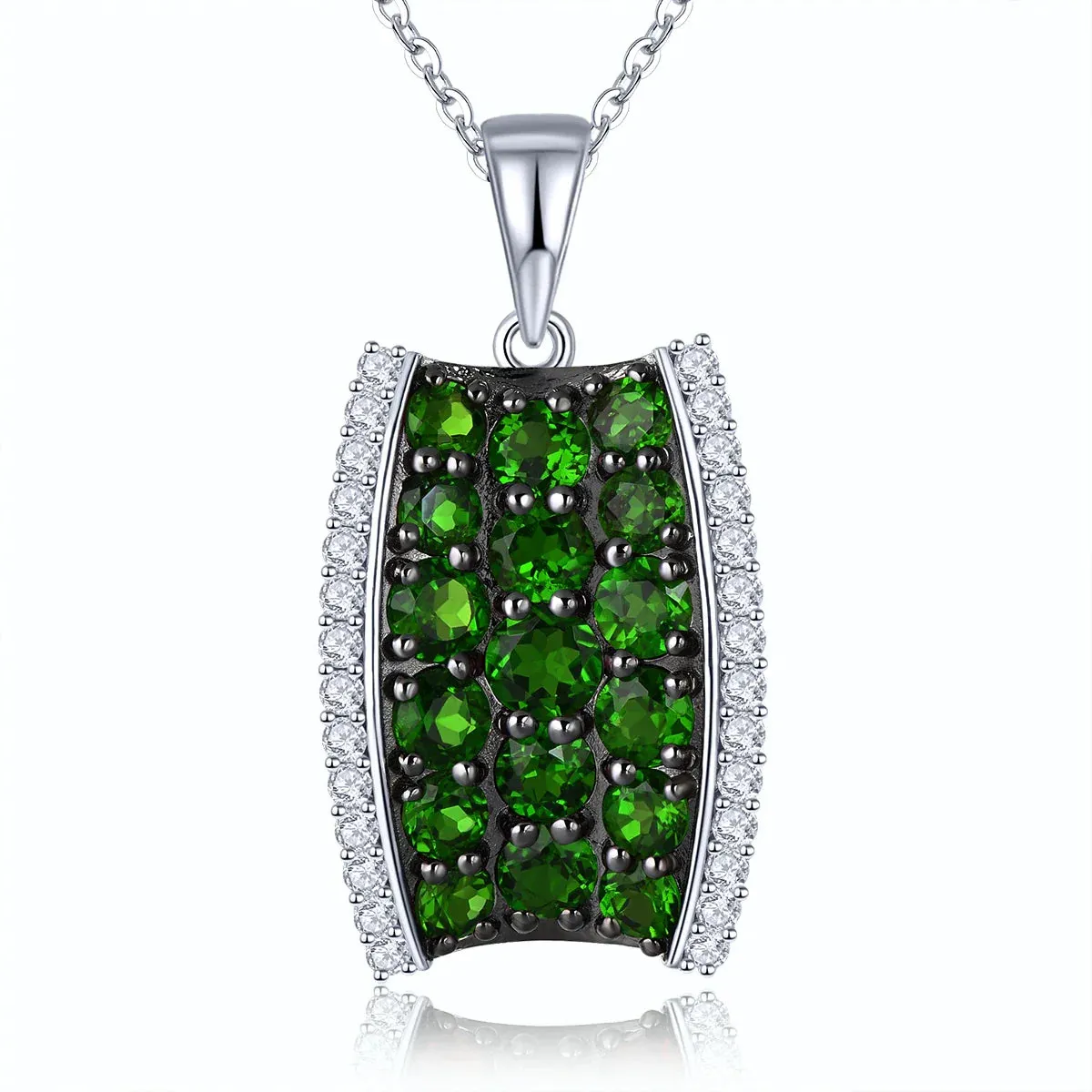 3 Carat Natural Green Diopside Sterling Silver Pendant - Elegant Fine Jewelry for Women