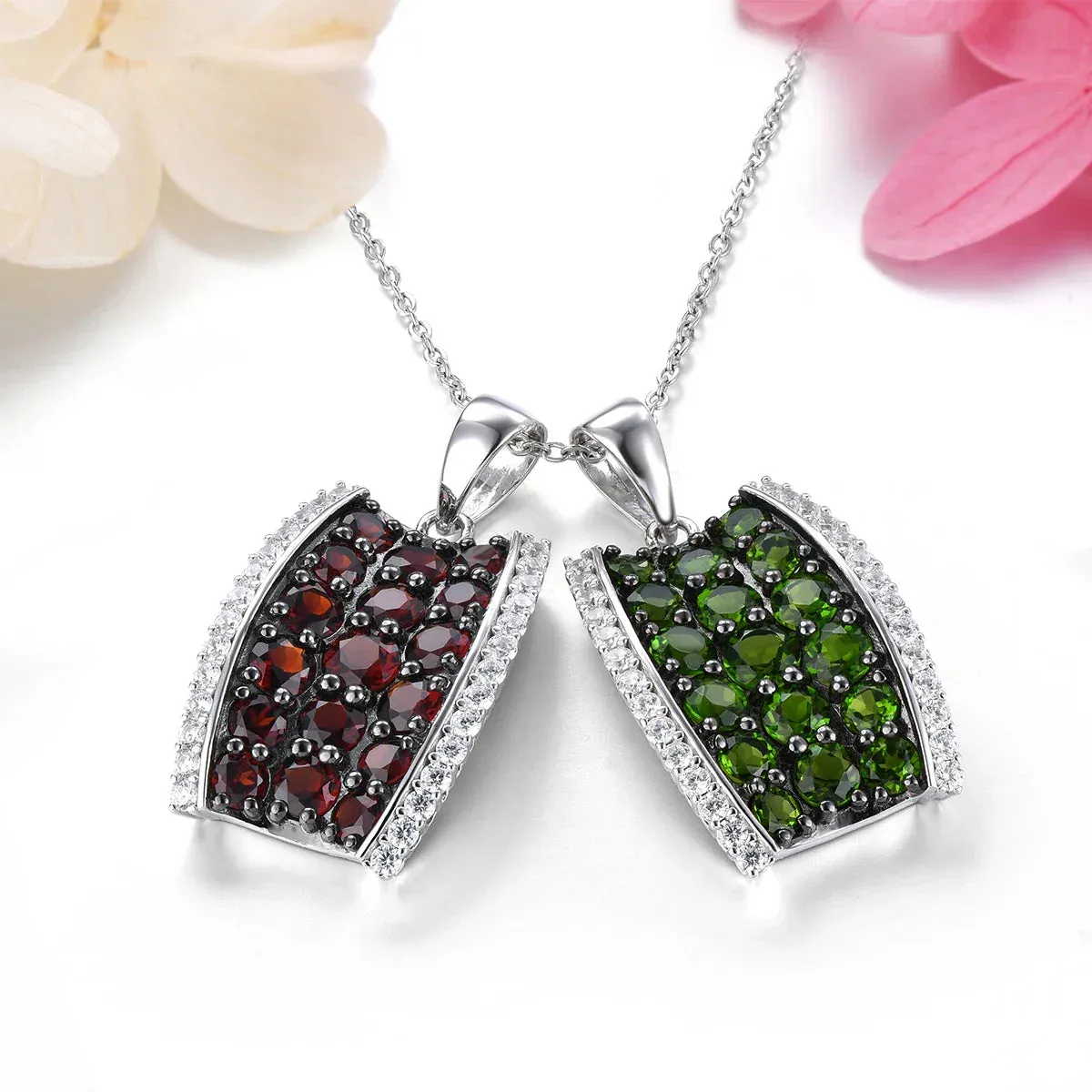 3 Carat Natural Green Diopside Sterling Silver Pendant - Elegant Fine Jewelry for Women