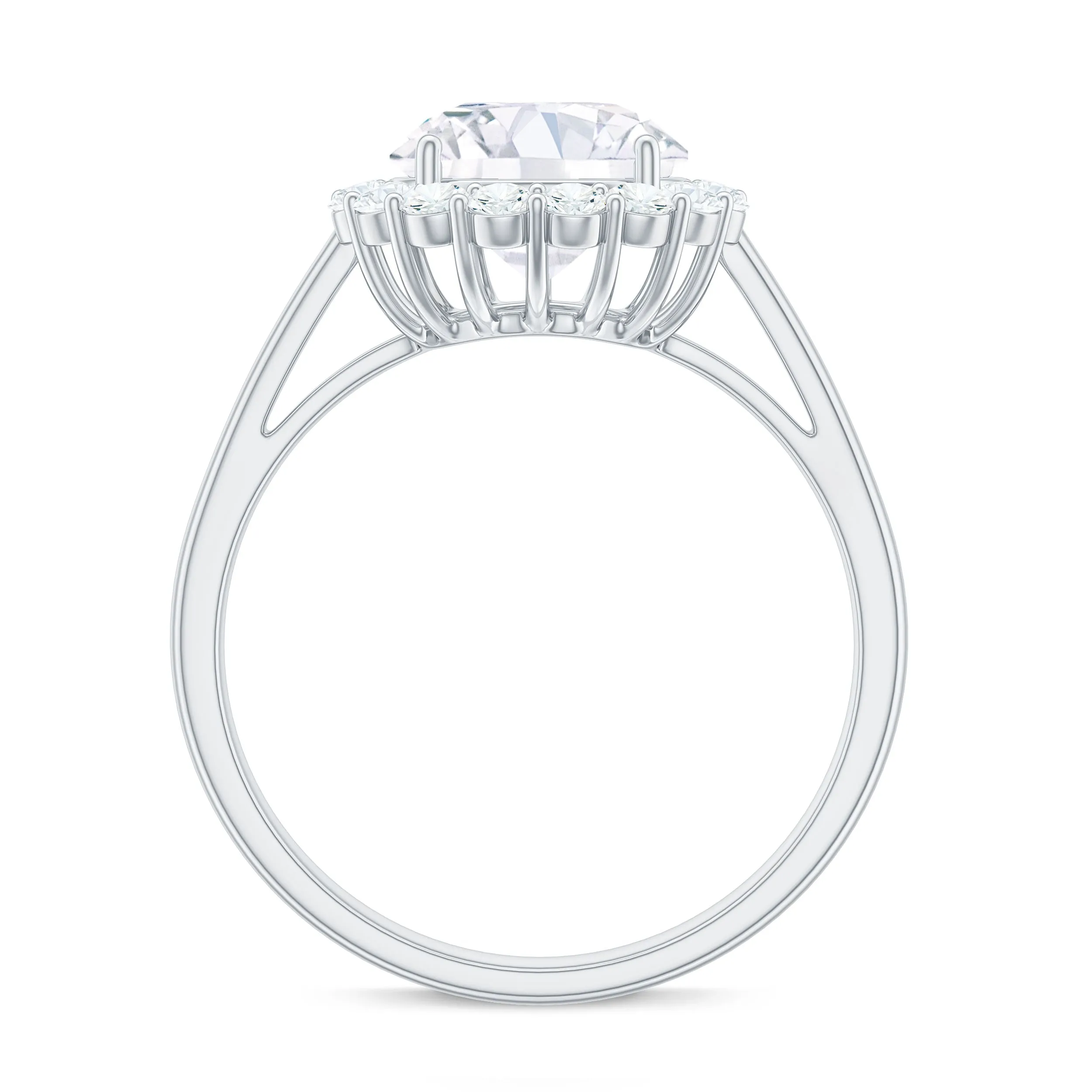 3 CT Round Shape Simulated Diamond Simple Halo Ring