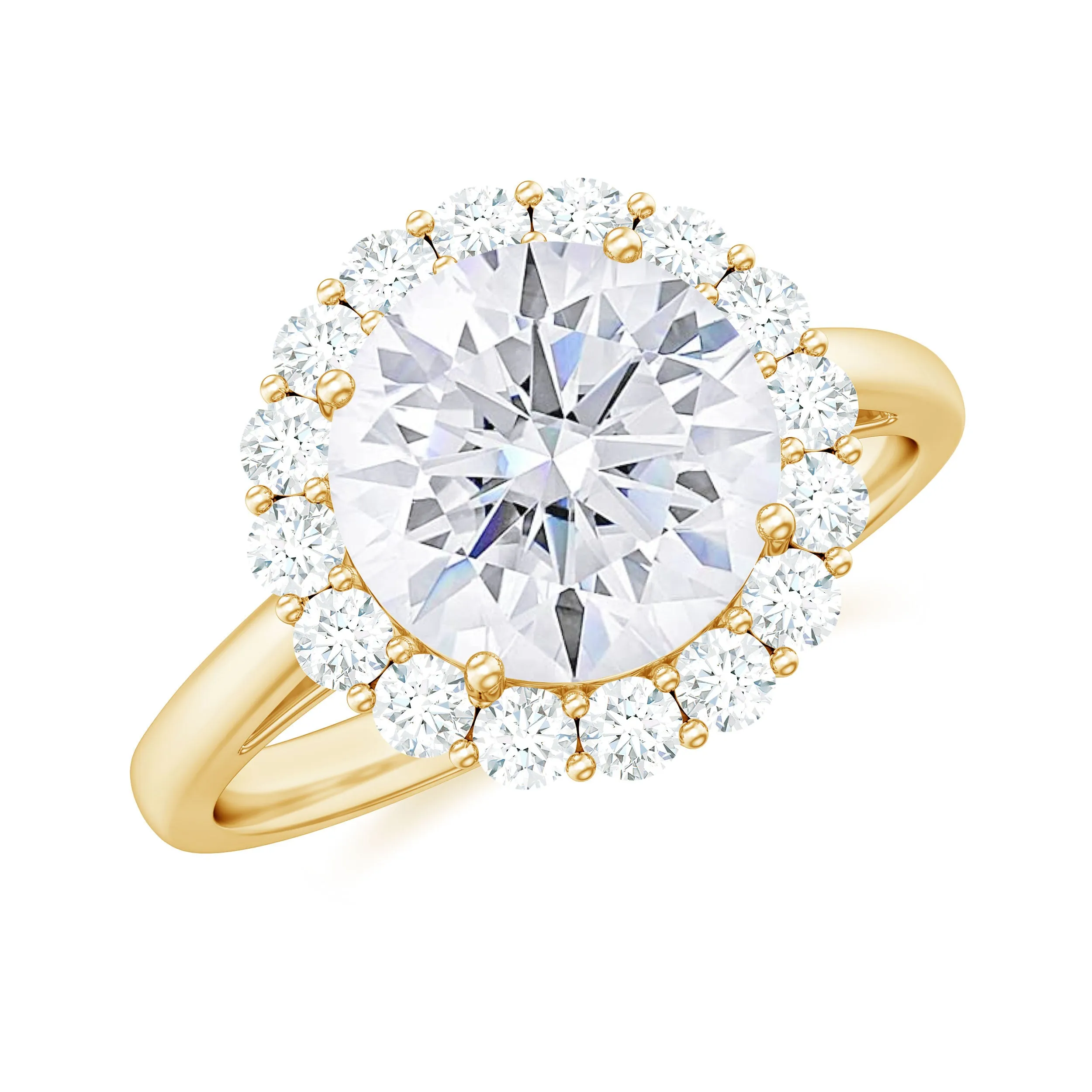3 CT Round Shape Simulated Diamond Simple Halo Ring