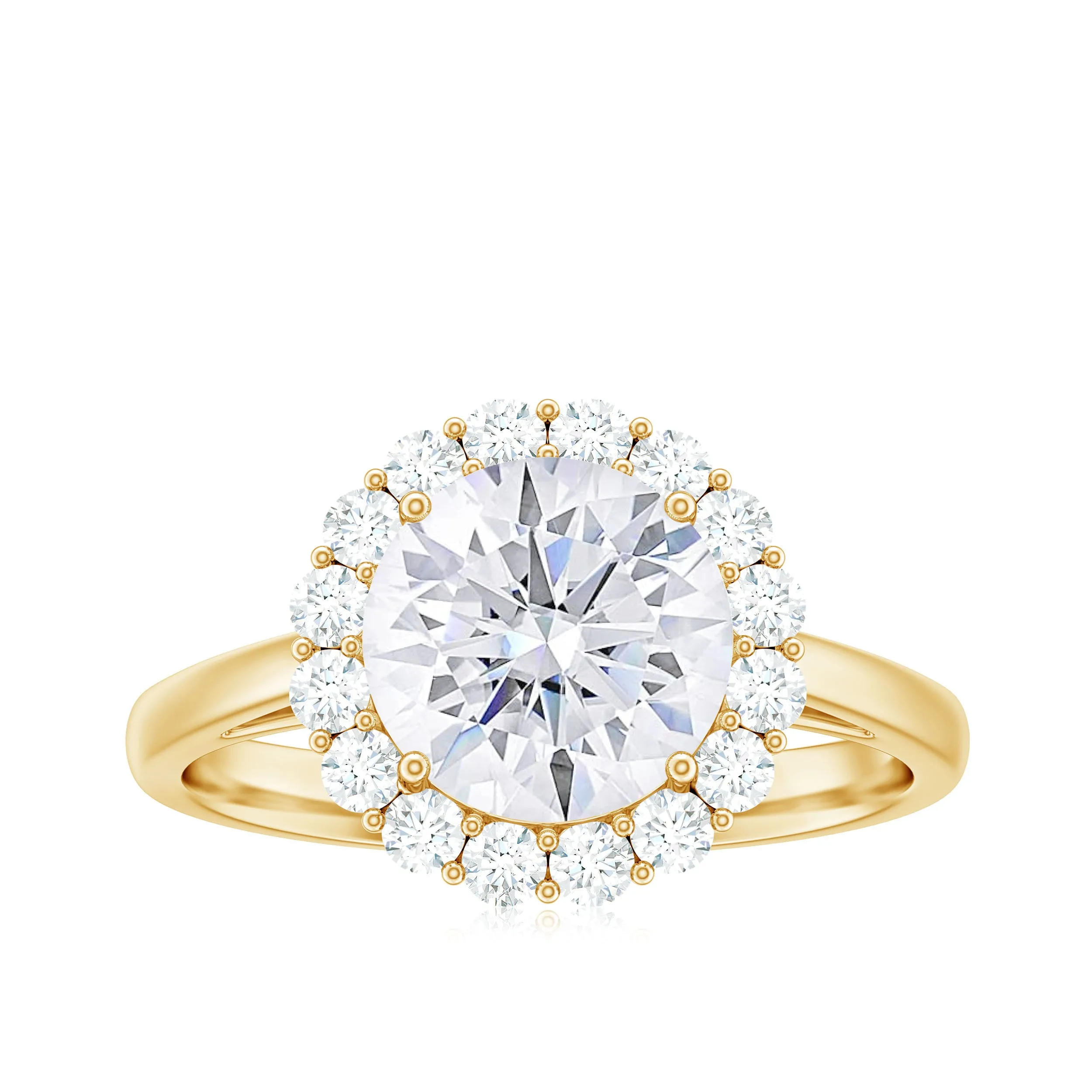 3 CT Round Shape Simulated Diamond Simple Halo Ring
