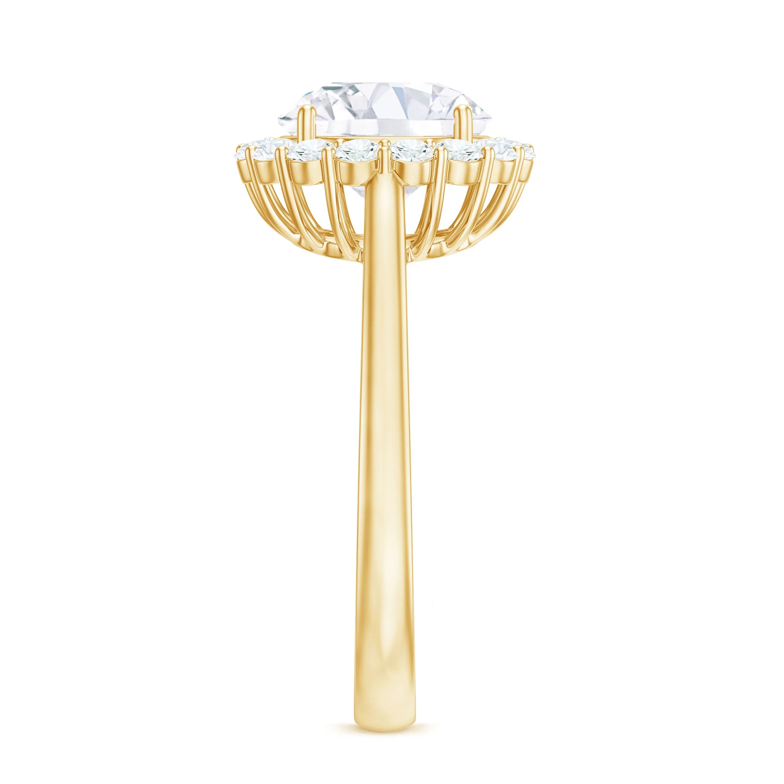 3 CT Round Shape Simulated Diamond Simple Halo Ring