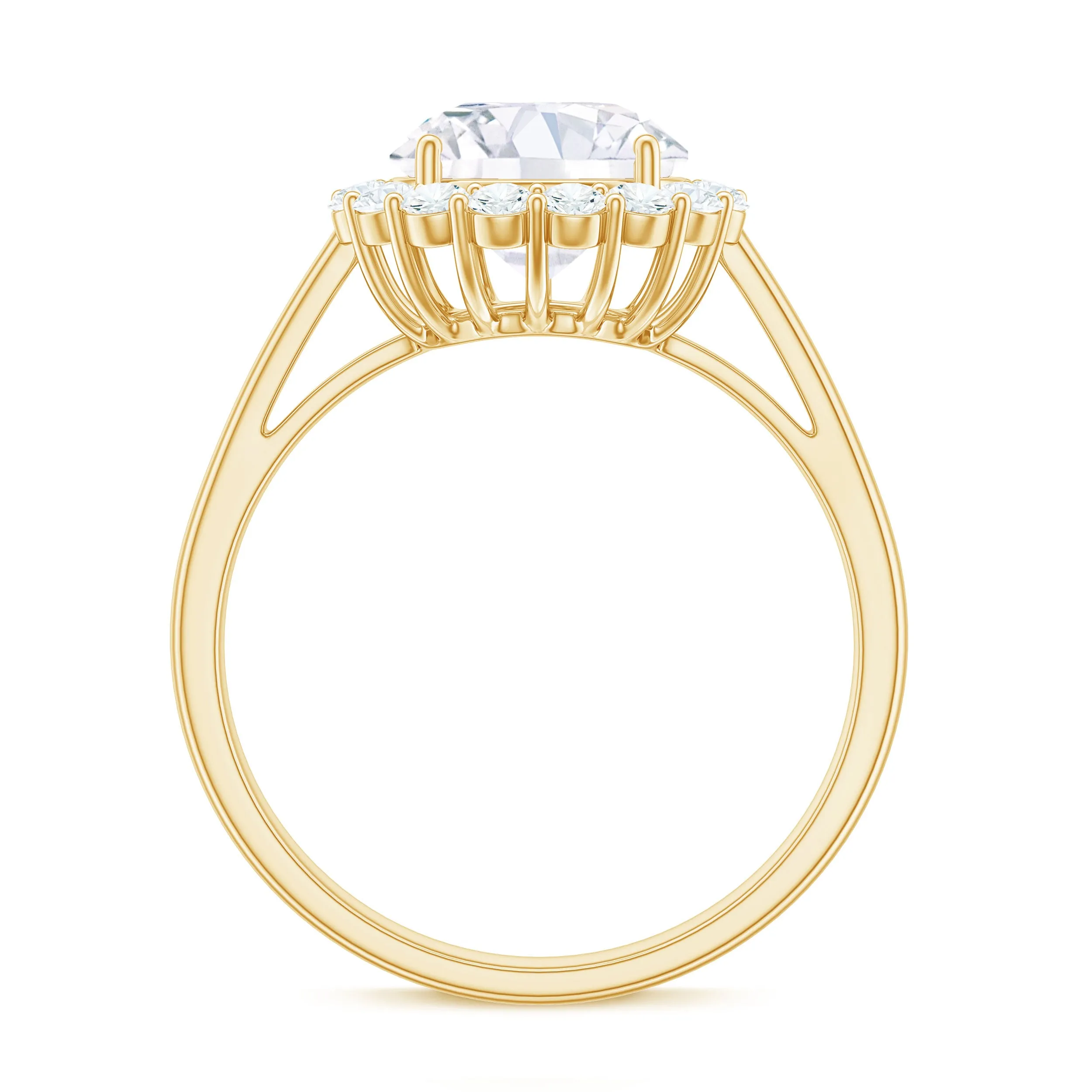 3 CT Round Shape Simulated Diamond Simple Halo Ring
