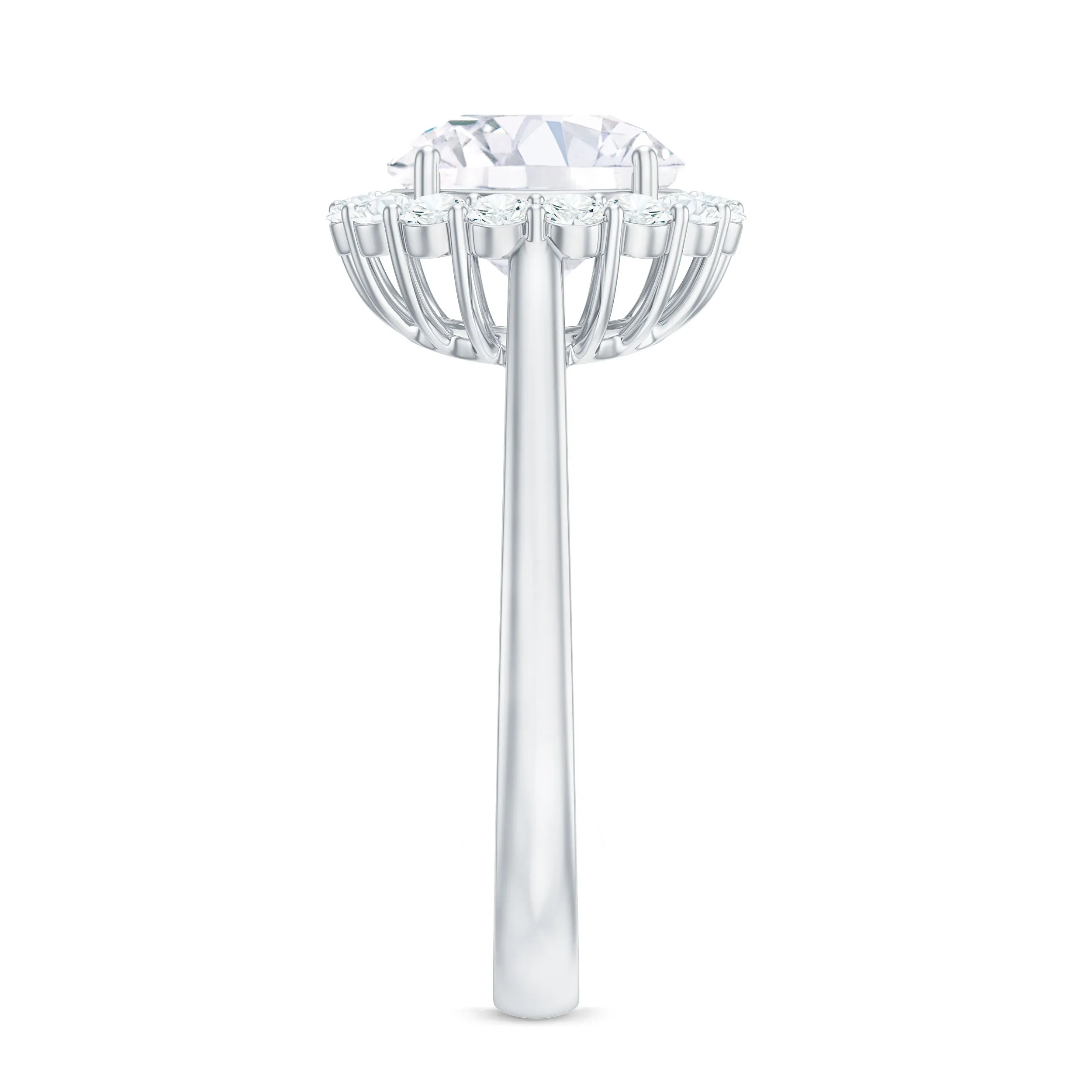 3 CT Round Shape Simulated Diamond Simple Halo Ring