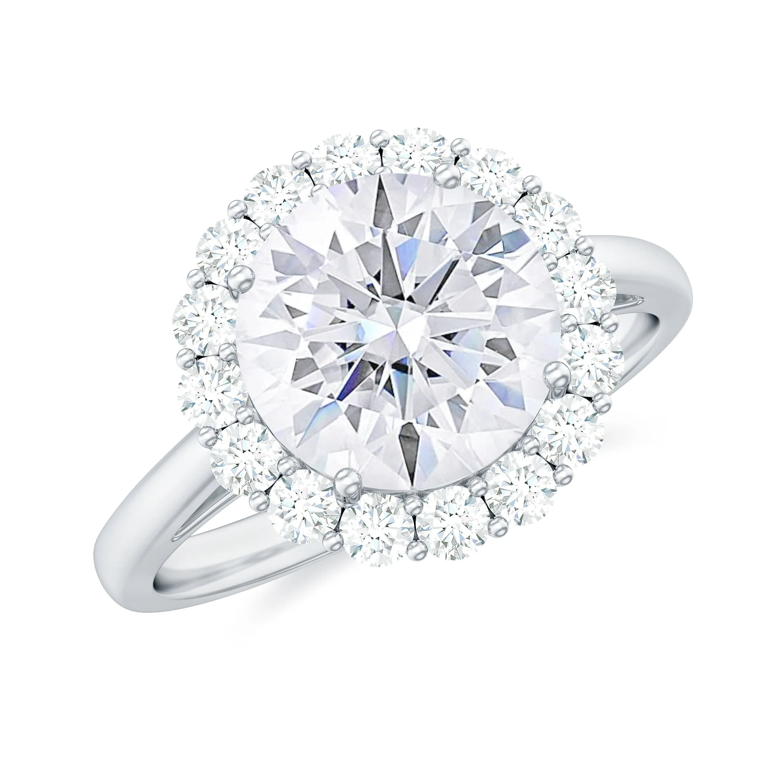 3 CT Round Shape Simulated Diamond Simple Halo Ring