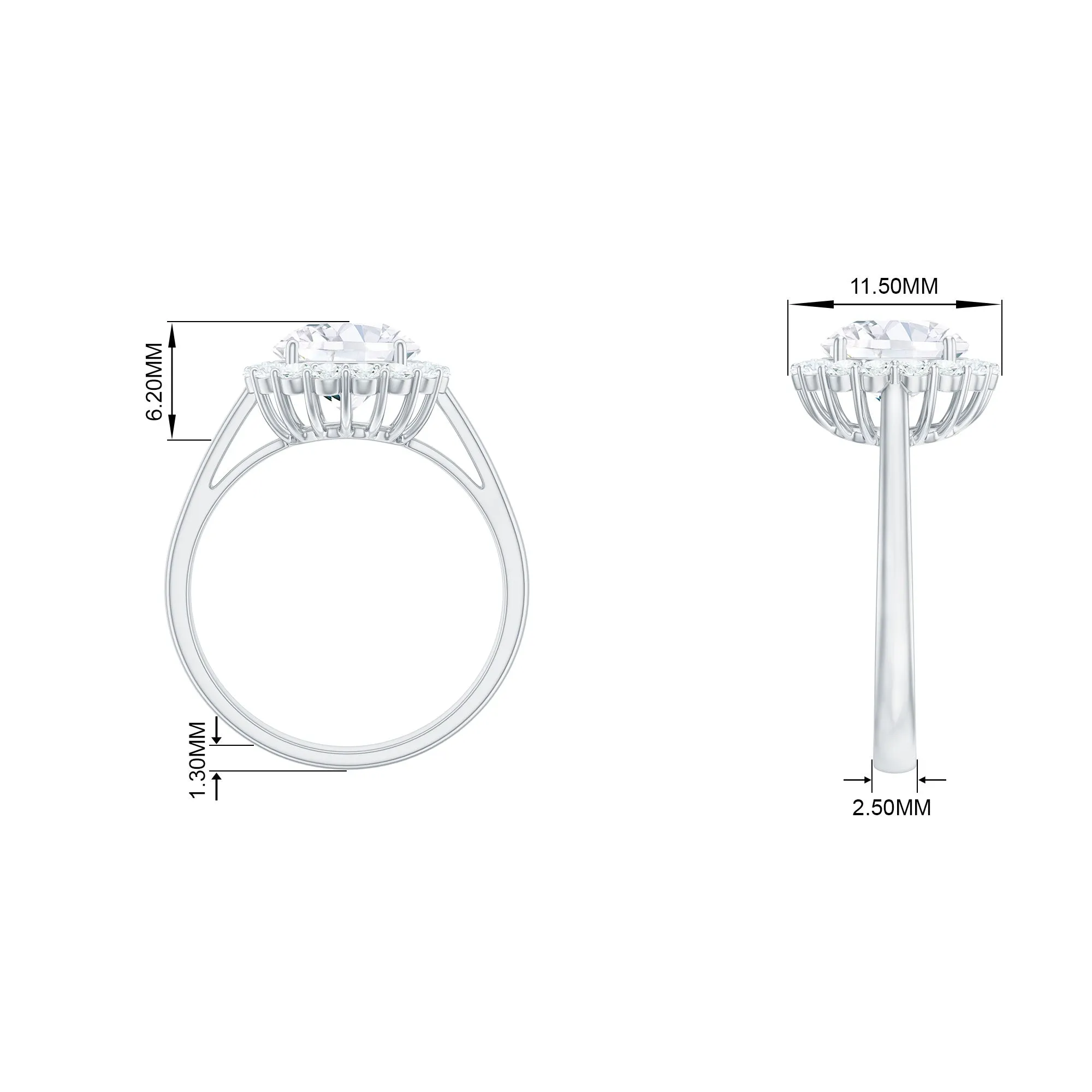 3 CT Round Shape Simulated Diamond Simple Halo Ring