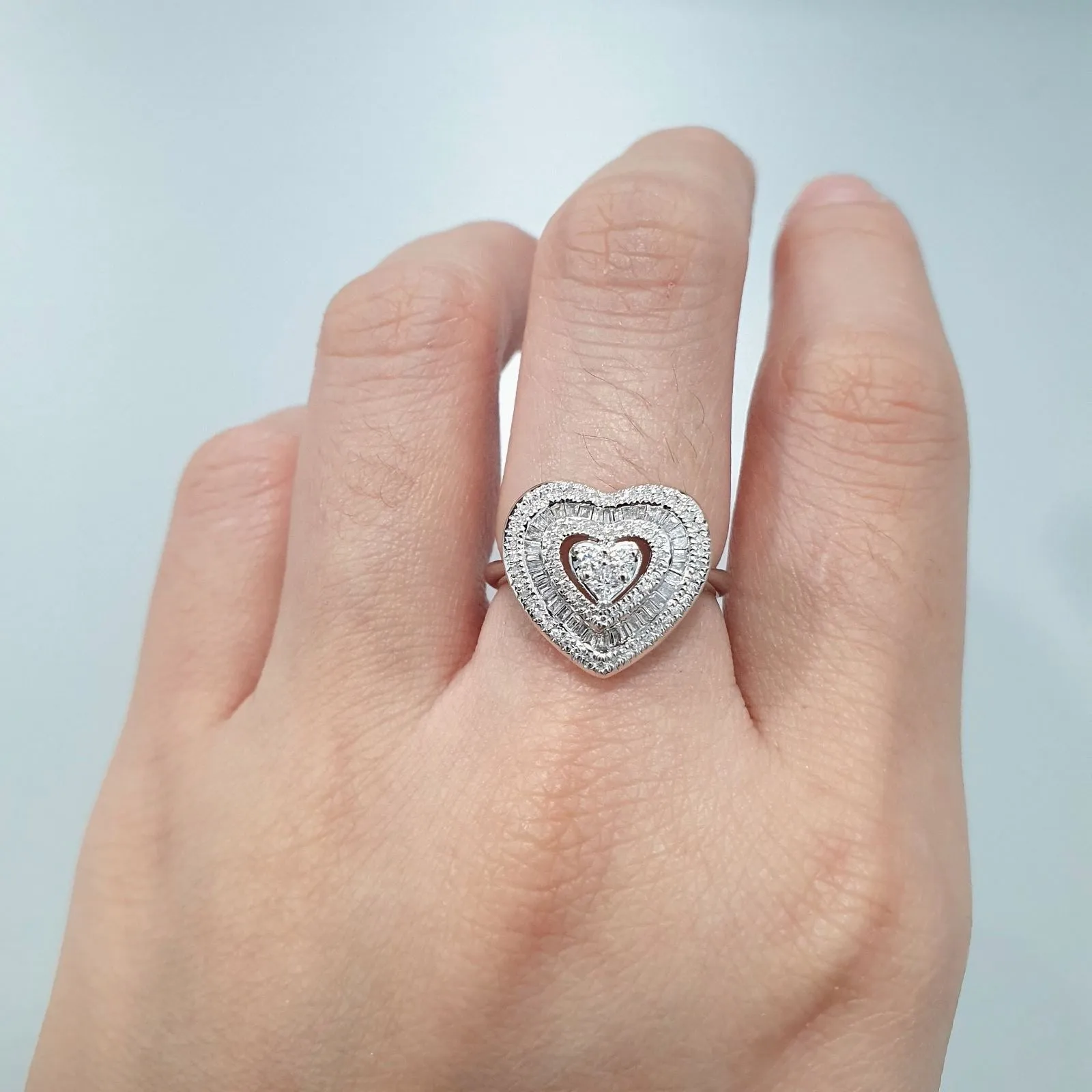 .43ctw Baguette Halo Heart Diamond Ring 14K Gold