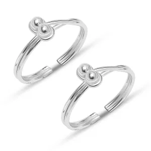 925 Sterling Silver Multi-Layered Beads Adjustable Toe Ring for Women