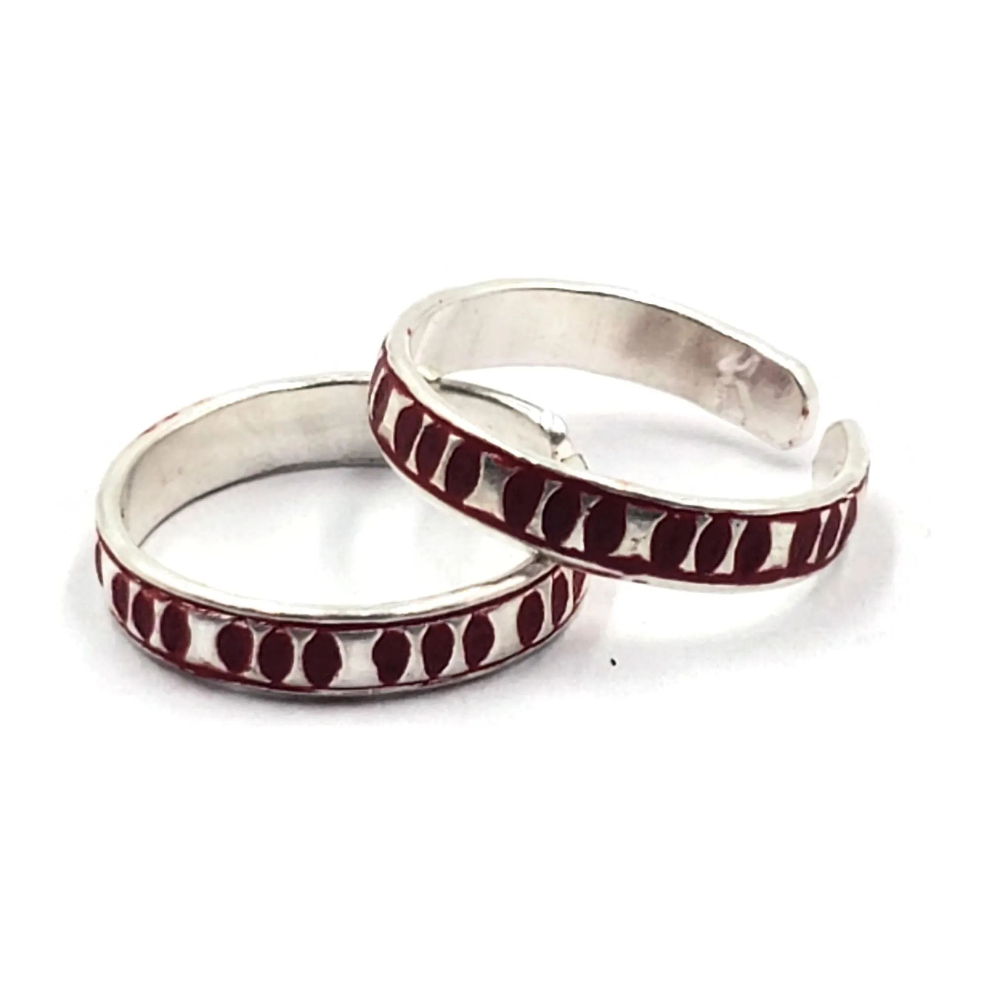 925 Sterling Silver Multicolor Toe-rings - Design #26
