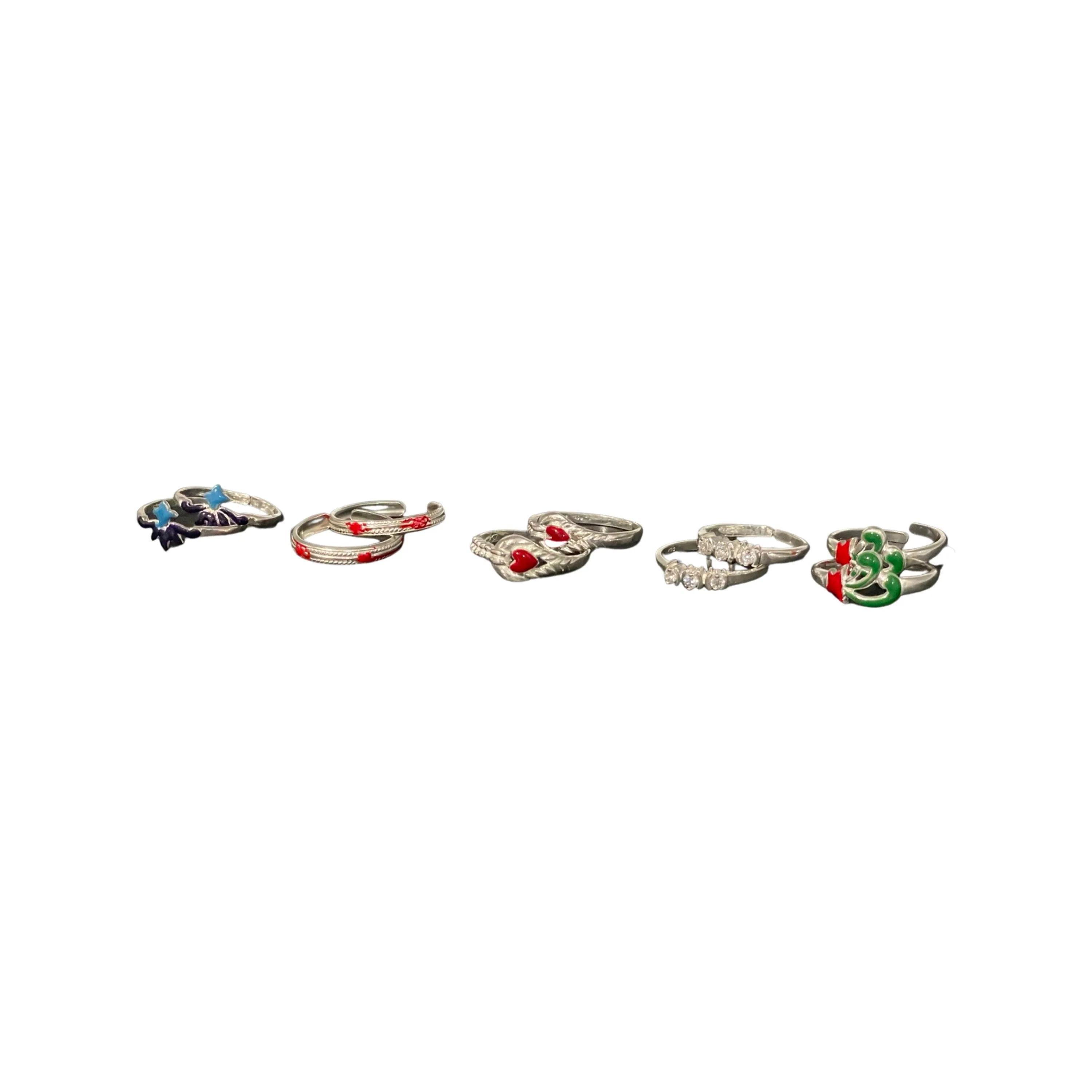 925 Sterling Silver Toe-rings (Pack of 5 Pairs)- Set #02