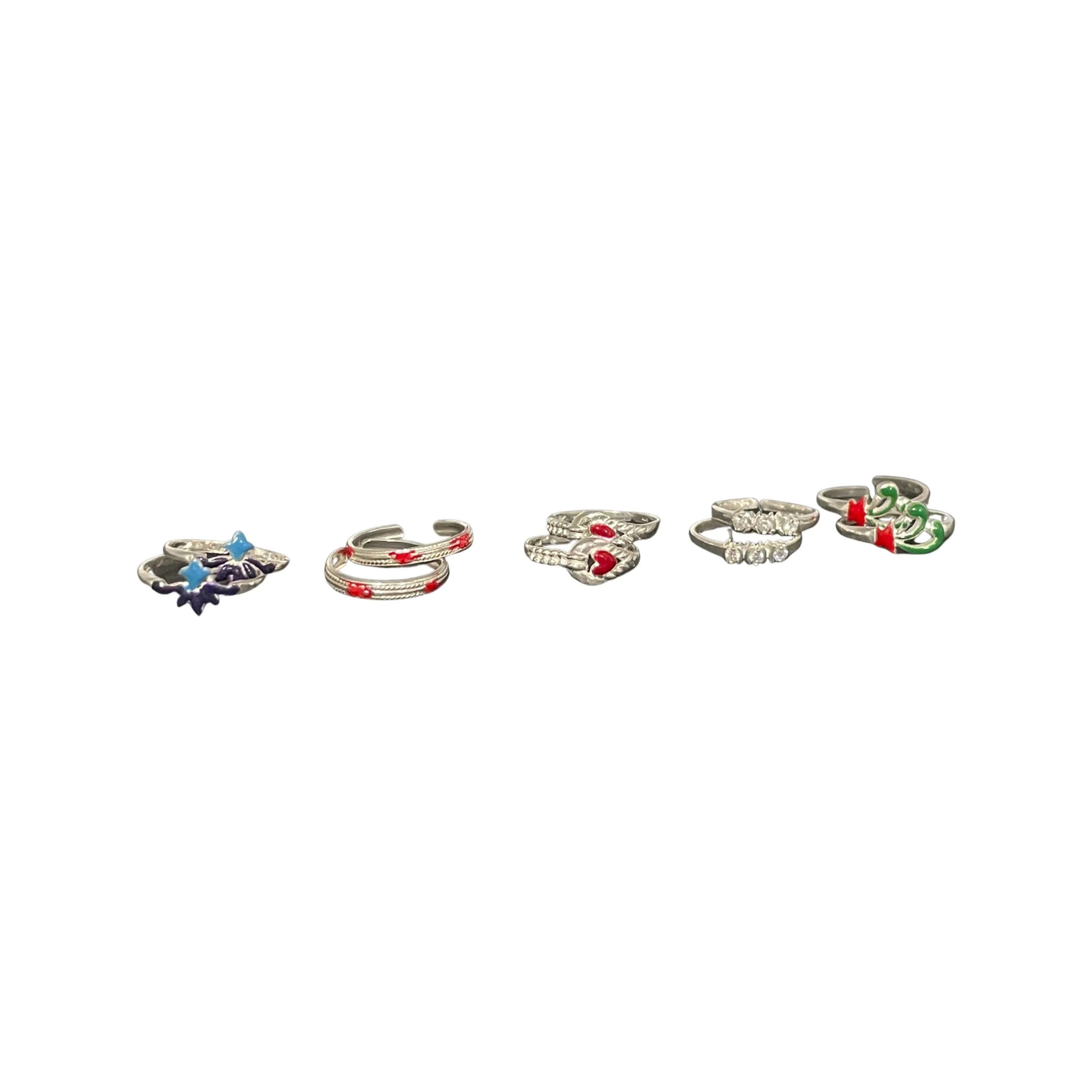 925 Sterling Silver Toe-rings (Pack of 5 Pairs)- Set #02