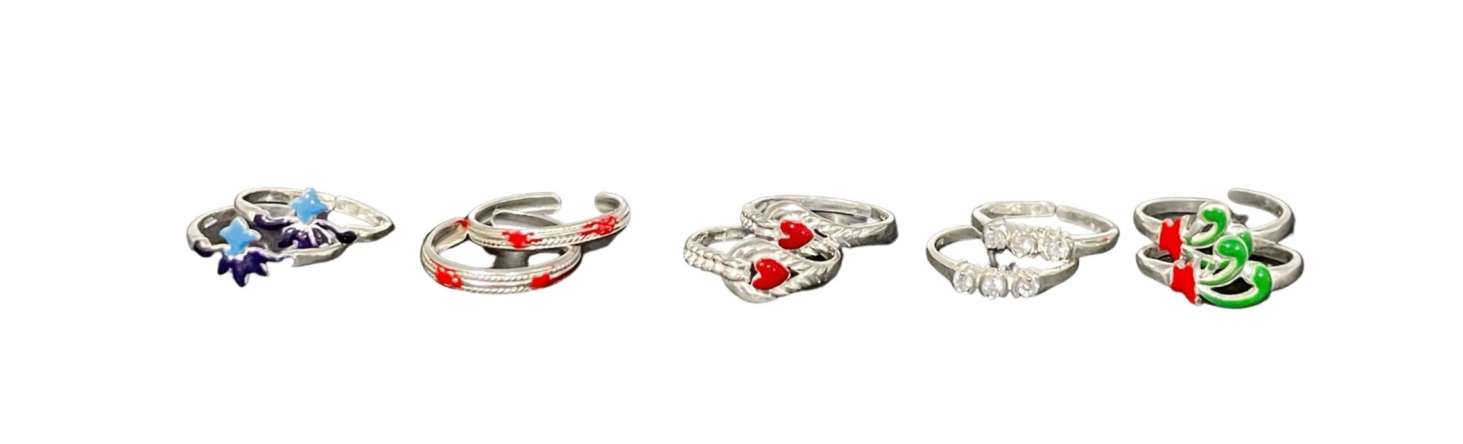 925 Sterling Silver Toe-rings (Pack of 5 Pairs)- Set #02