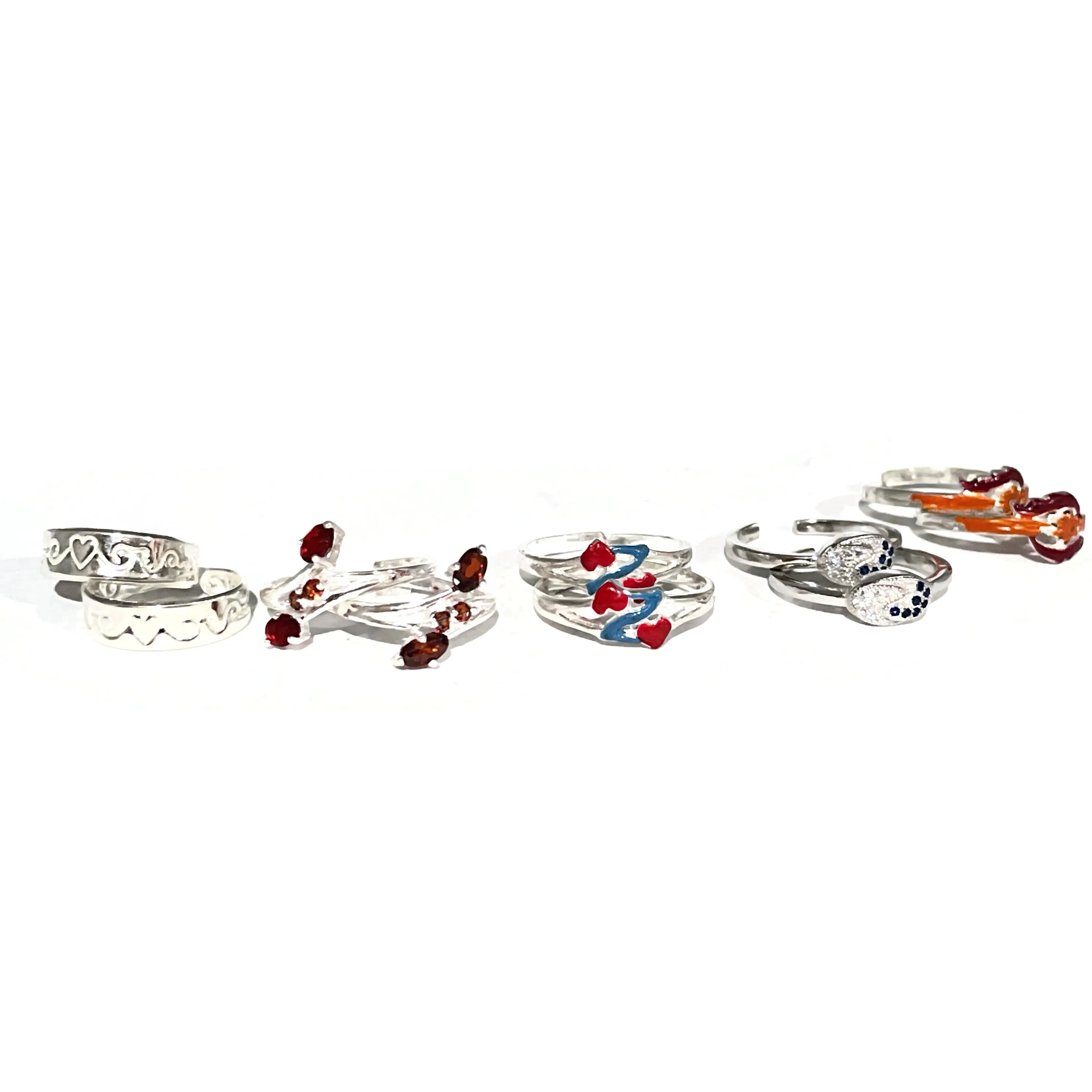 925 Sterling Silver Toe-rings (Pack of 5 Pairs)- Set #09