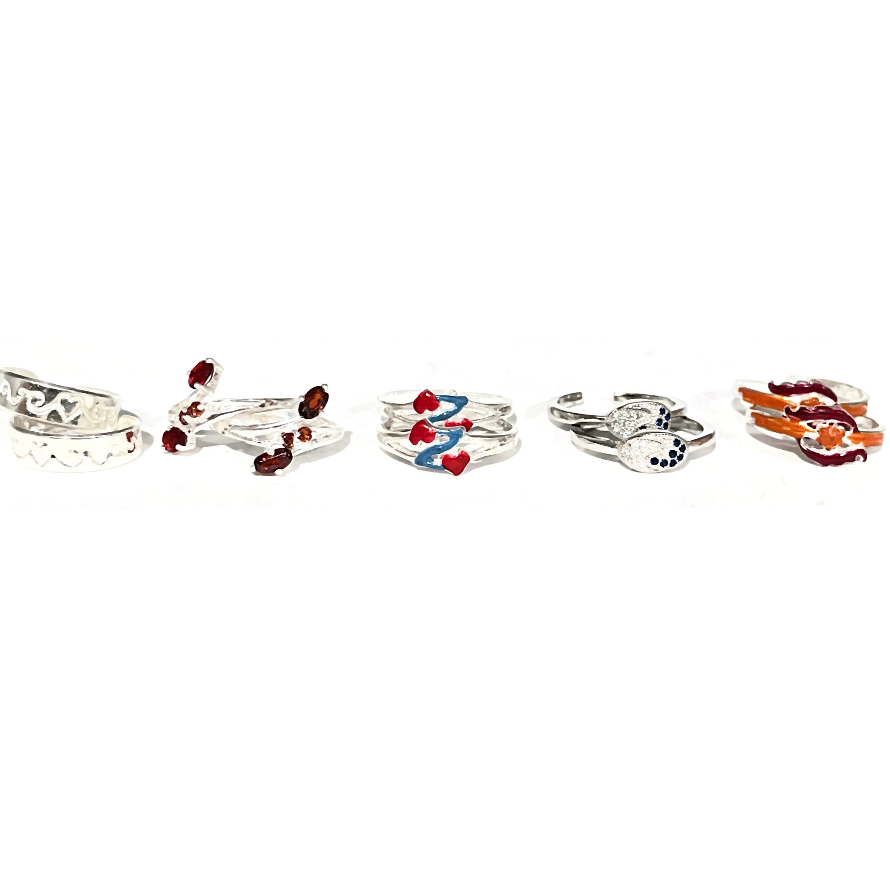 925 Sterling Silver Toe-rings (Pack of 5 Pairs)- Set #09