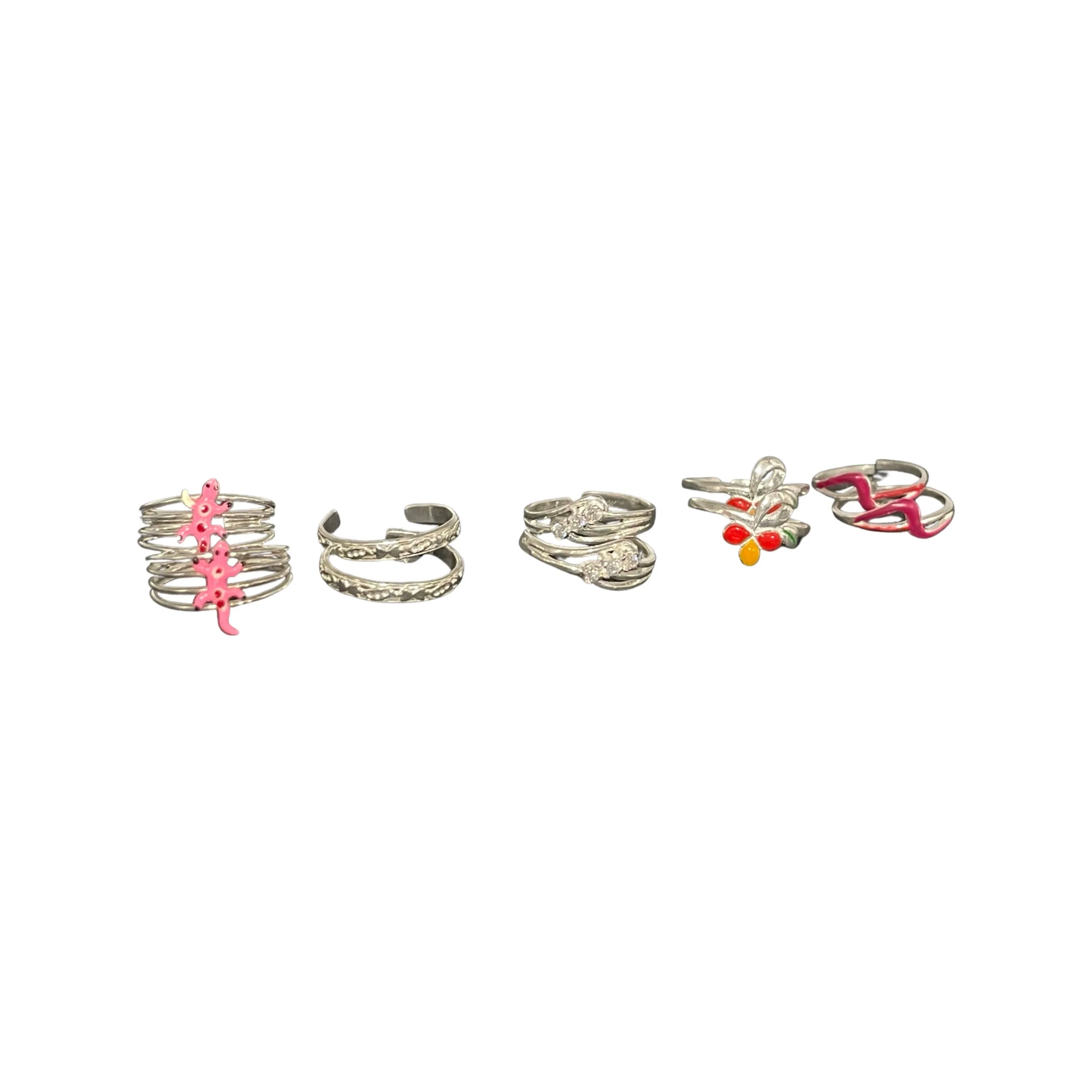 925 Sterling Silver Toe-rings (Pack of 5 Pairs)- Set #12
