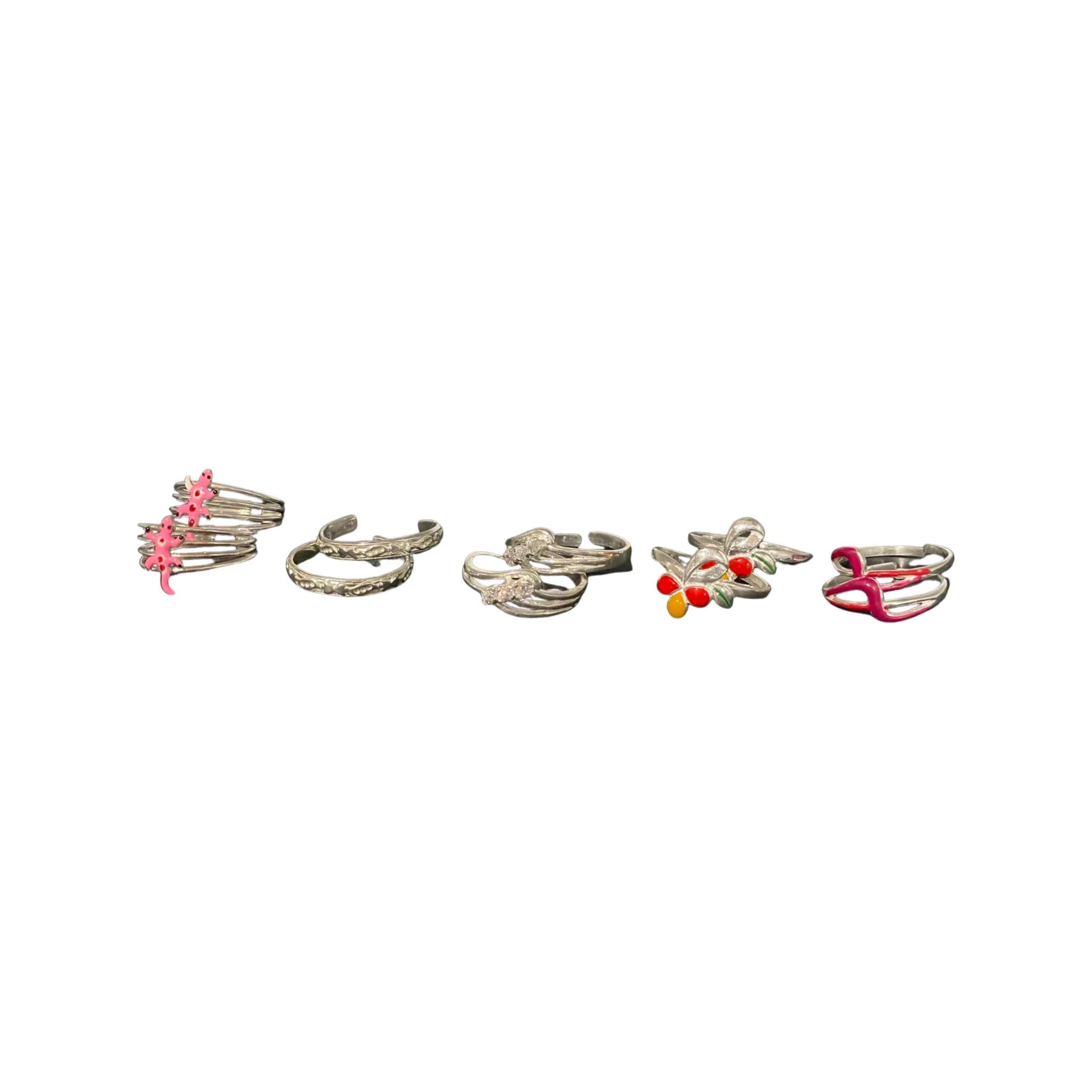925 Sterling Silver Toe-rings (Pack of 5 Pairs)- Set #12
