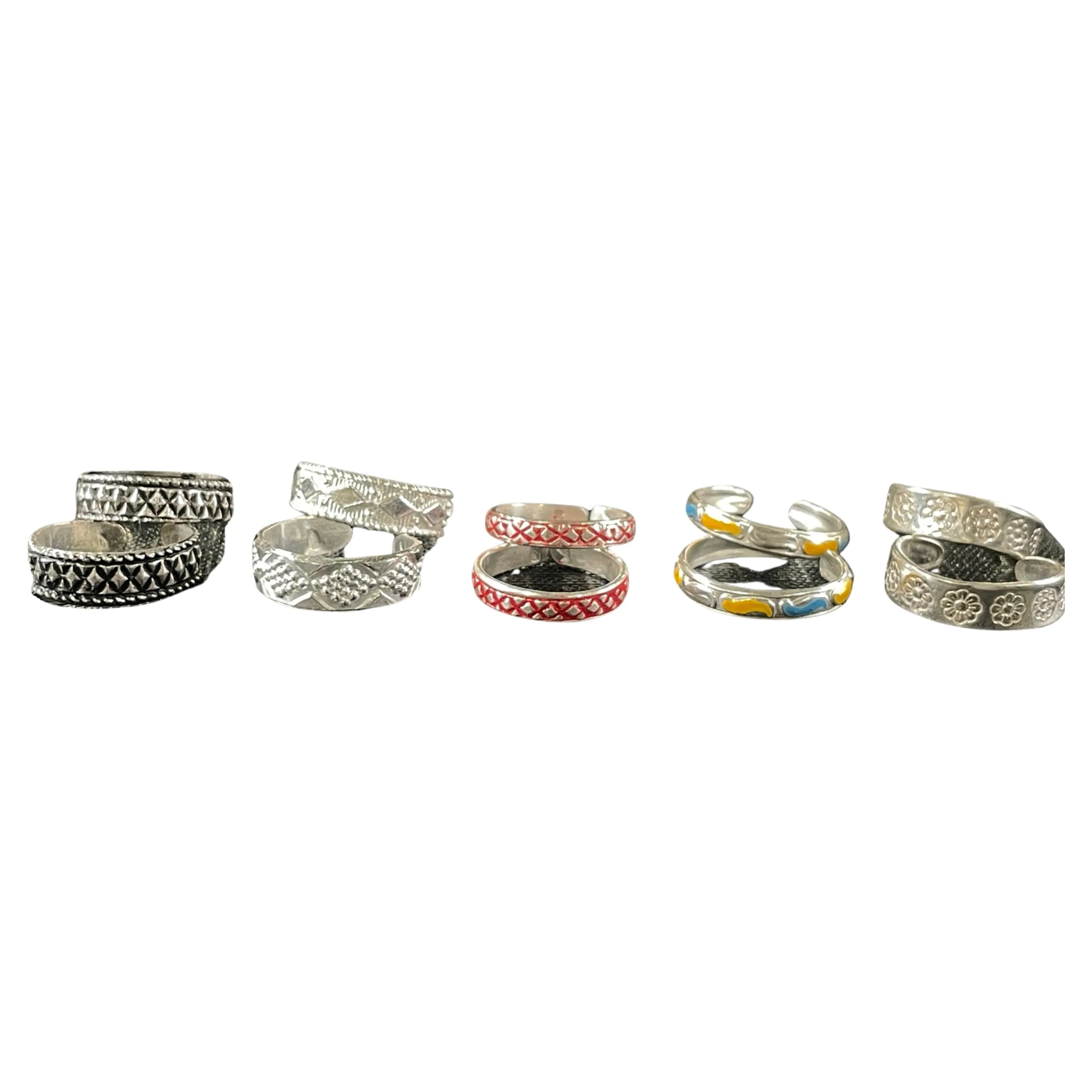 925 Sterling Silver Toe-rings (Pack of 5 Pairs)- Set #16