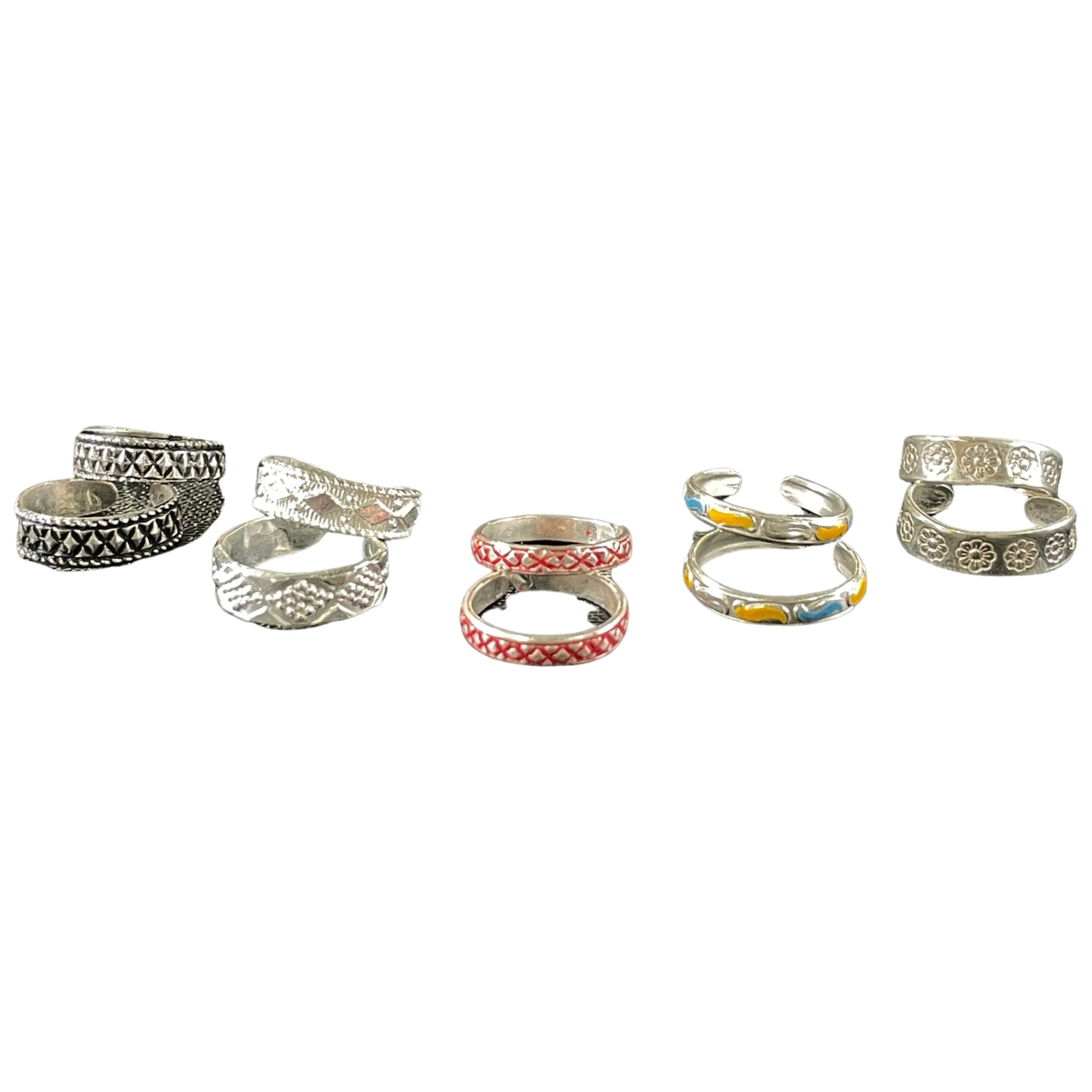 925 Sterling Silver Toe-rings (Pack of 5 Pairs)- Set #16