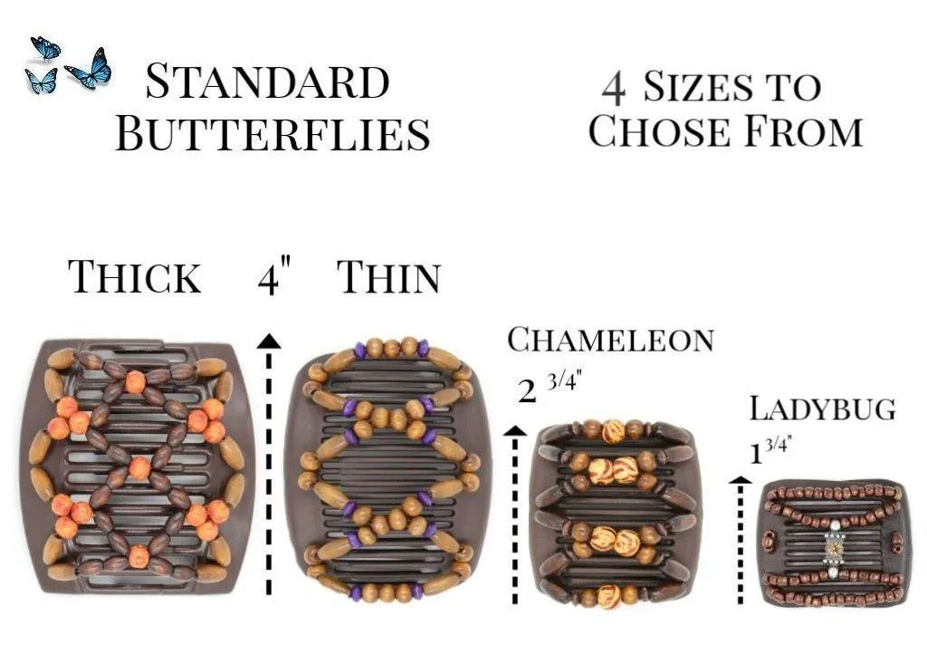 African Butterfly Chameleon Hair Comb - Stones & Bones Brown 25