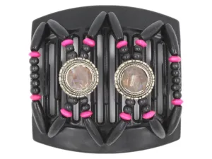 African Butterfly Thick Hair Comb - Gemstone Black 56