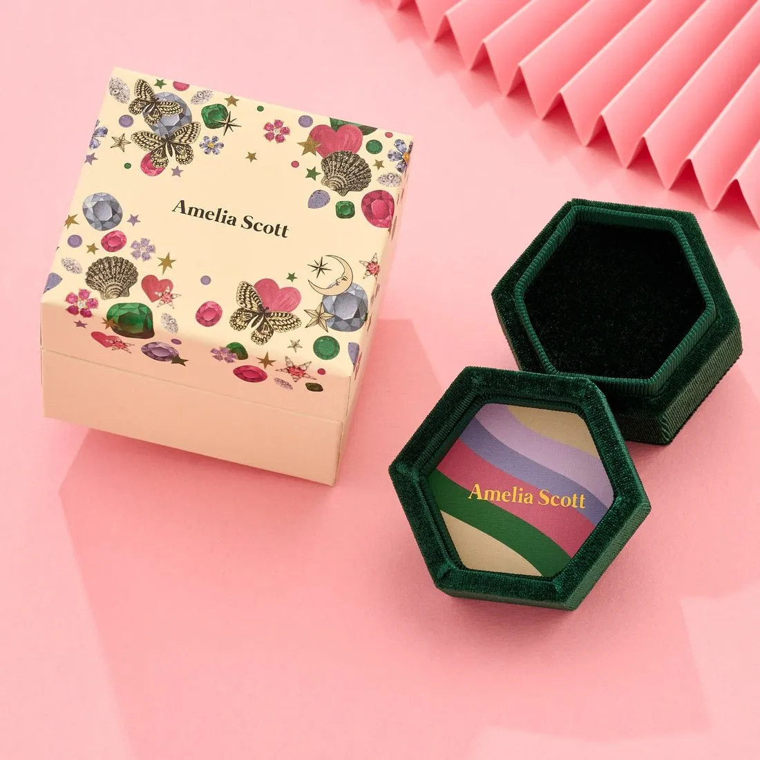 Amelia Bow Ring Lime Enamel, Lilac CZ and Gold
