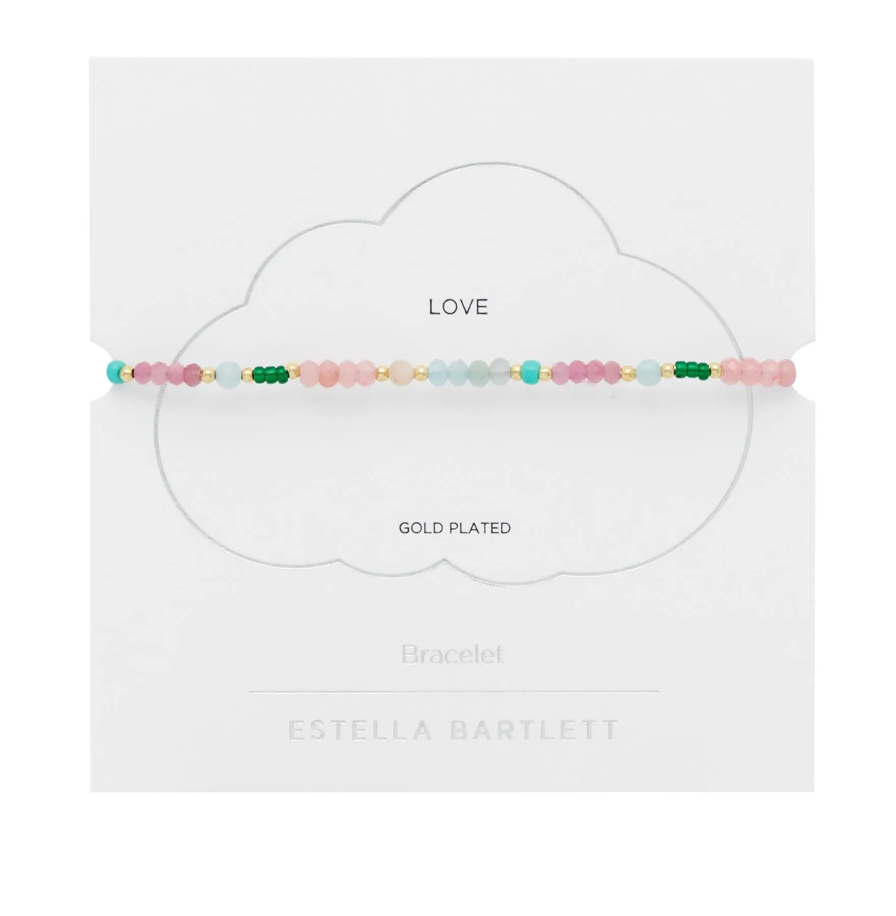 Amelia Gemstone Bracelet - Pink Opal, Aquamarine & Gold Plated - Love - Estella Bartlett